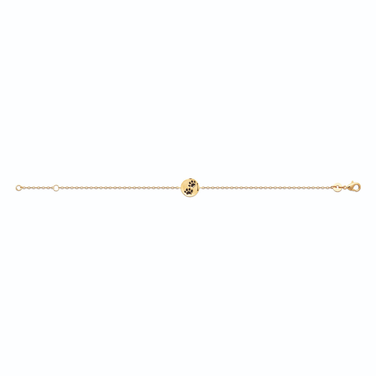Bracelet médaille pattes enfant en plaqué or, 16 cm