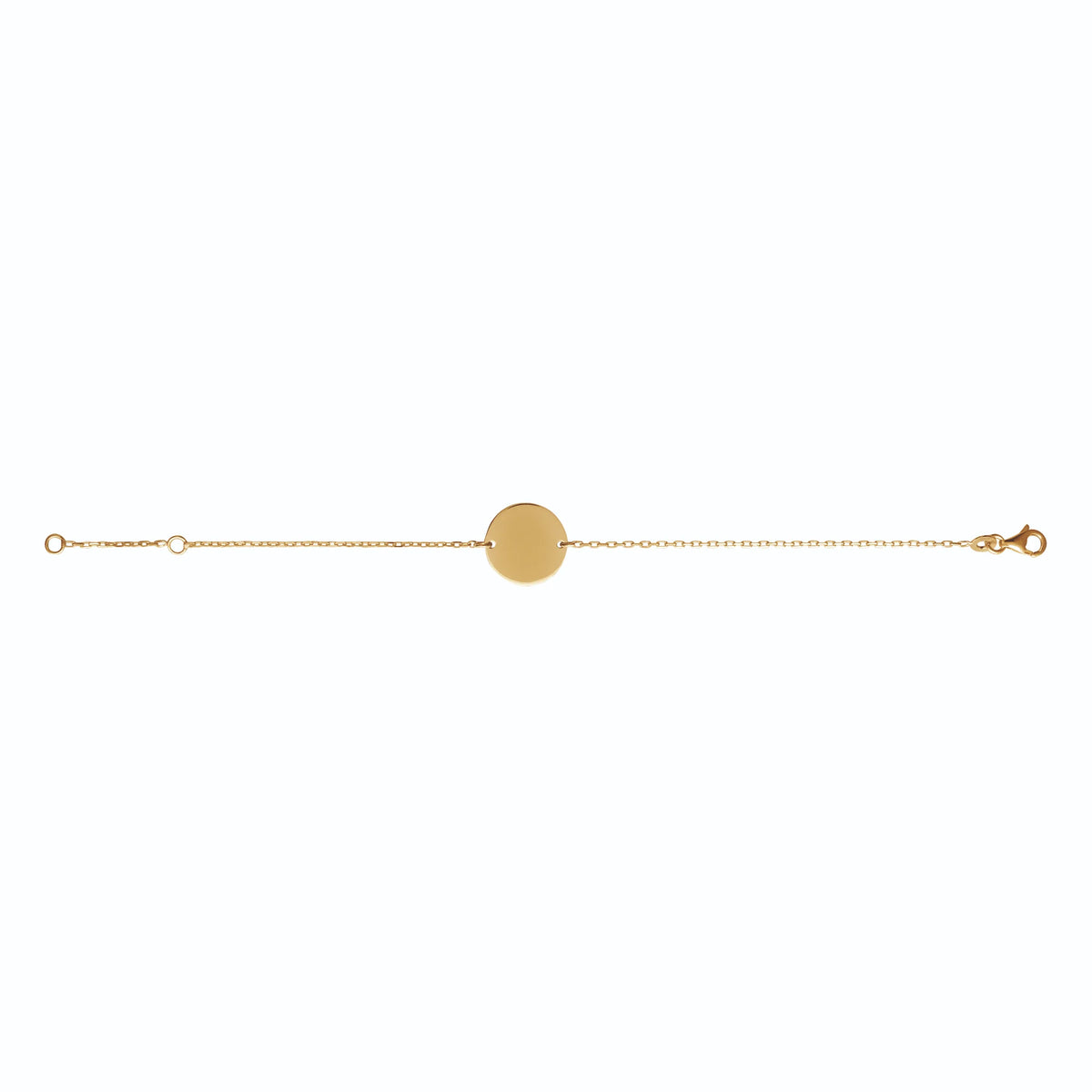 Bracelet médaille ronde enfant en plaqué or, 16 cm