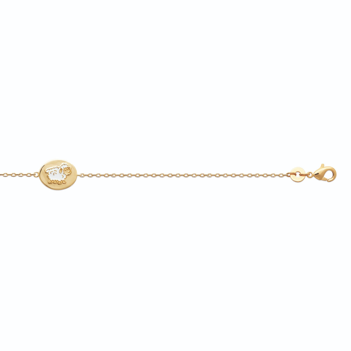 Bracelet médaillon mouton enfant en plaqué or, 16 cm