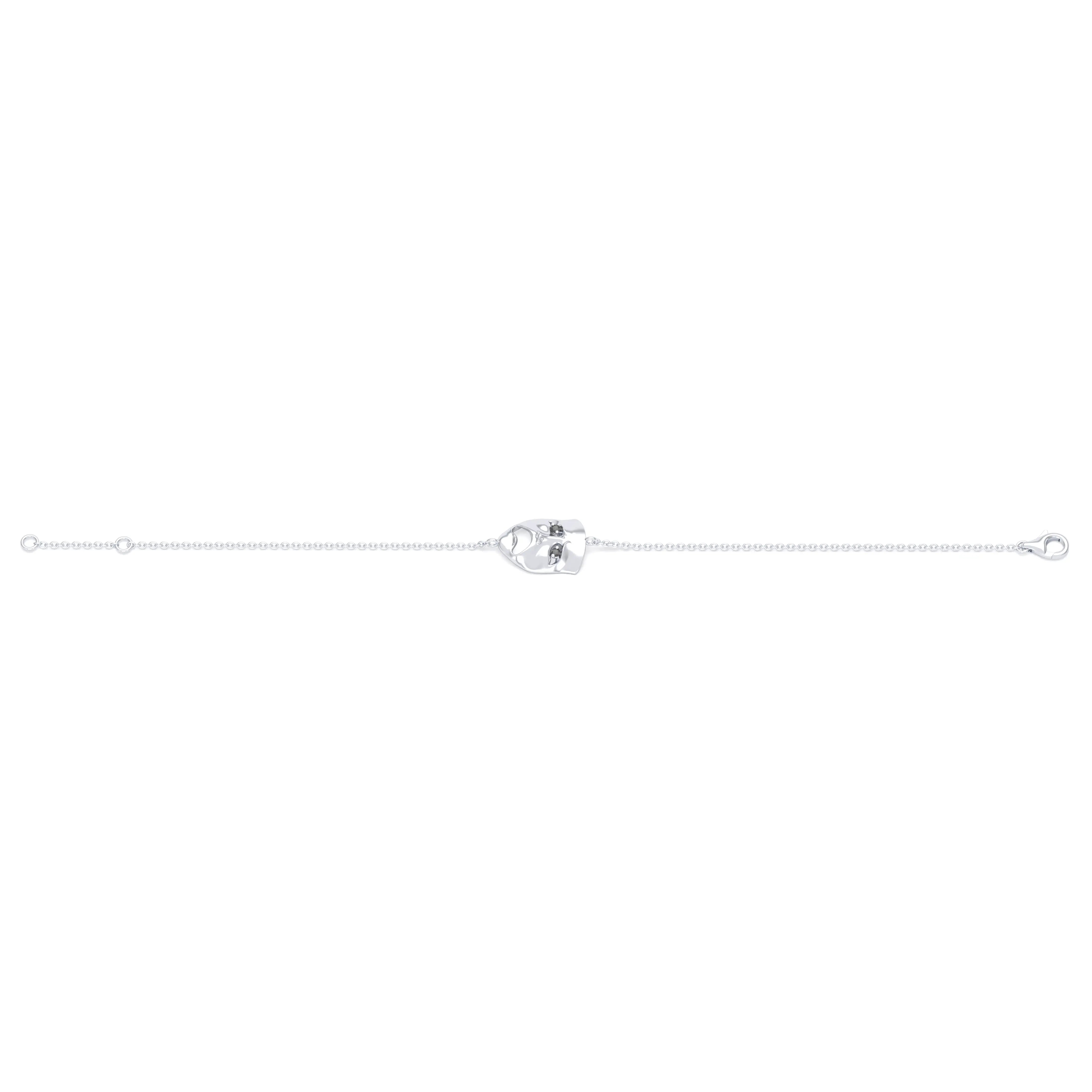 Bracelet Mélancolie en or blanc 18 carats, masque théâtre triste