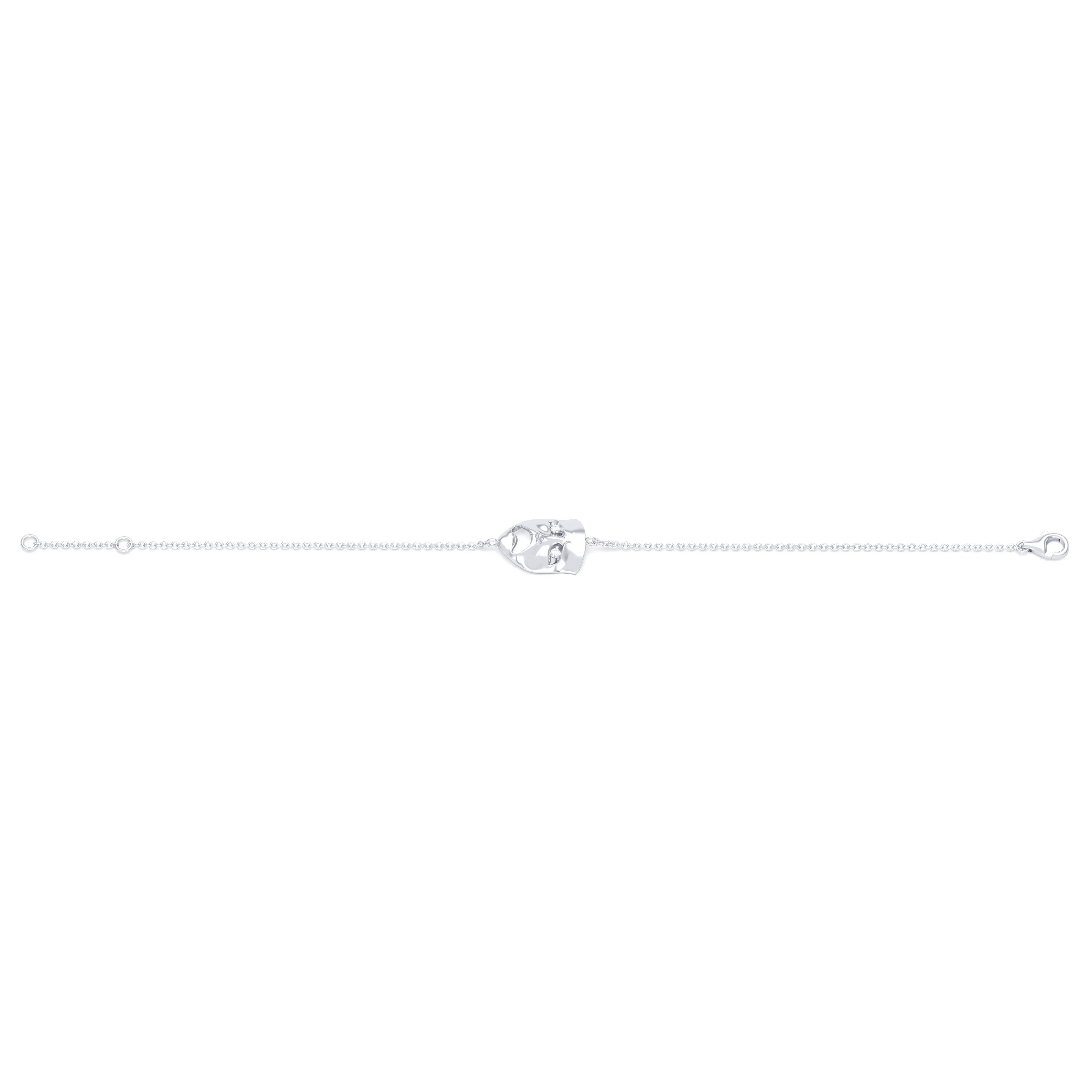 Bracelet Mélancolie en or blanc 18 carats, masque théâtre triste