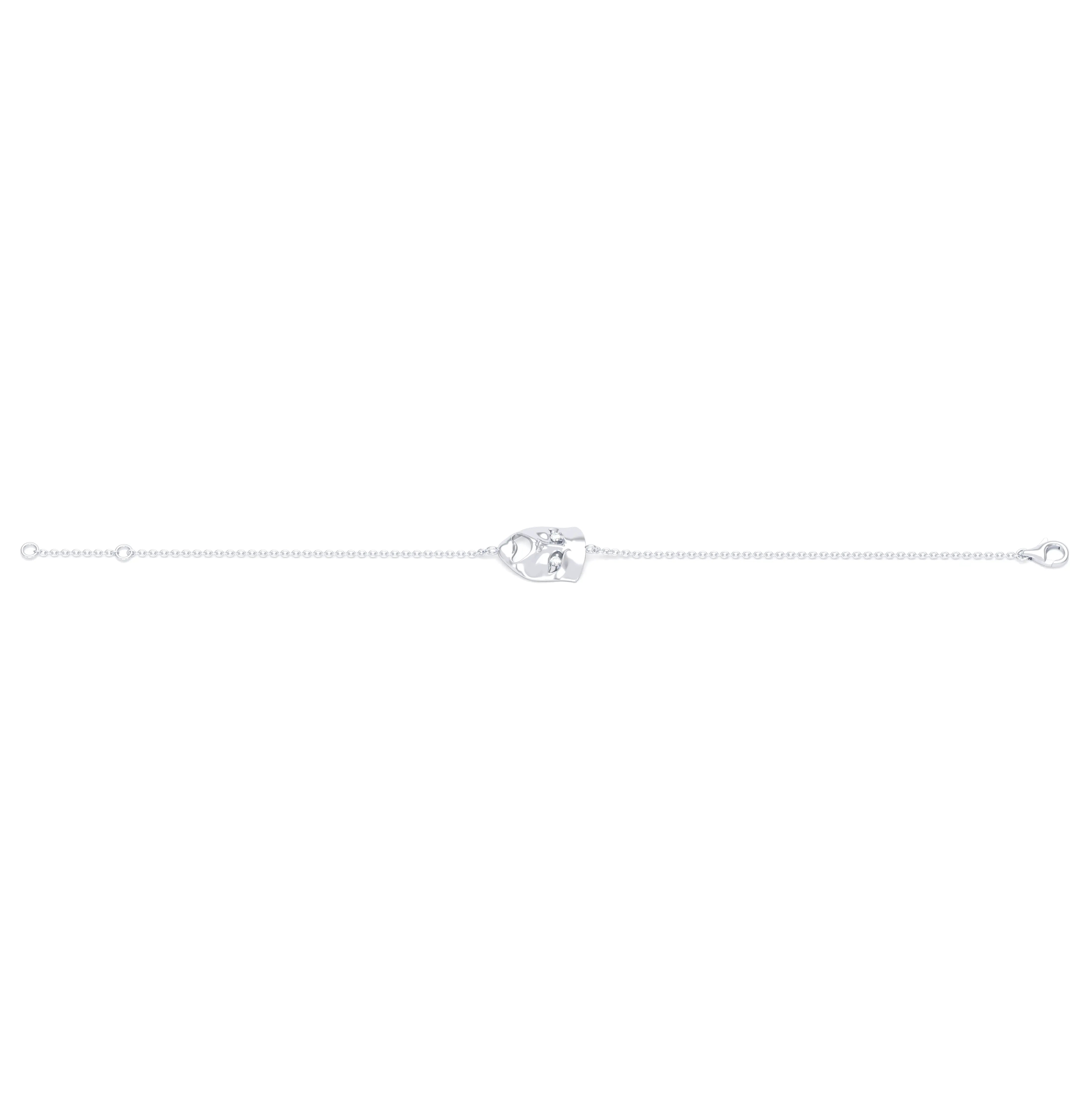Bracelet Mélancolie en or blanc 18 carats, masque théâtre triste