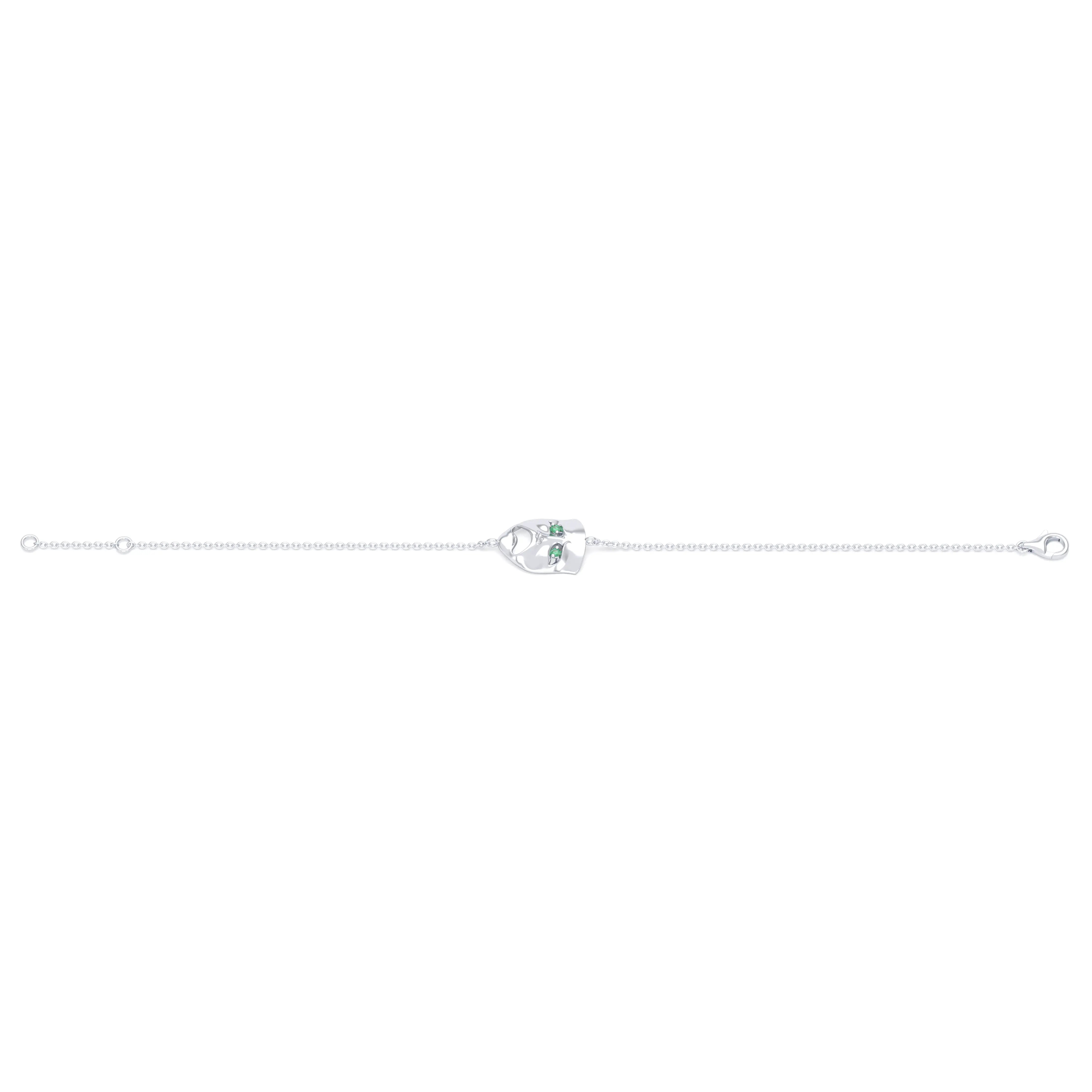 Bracelet Mélancolie en or blanc 18 carats, masque théâtre triste