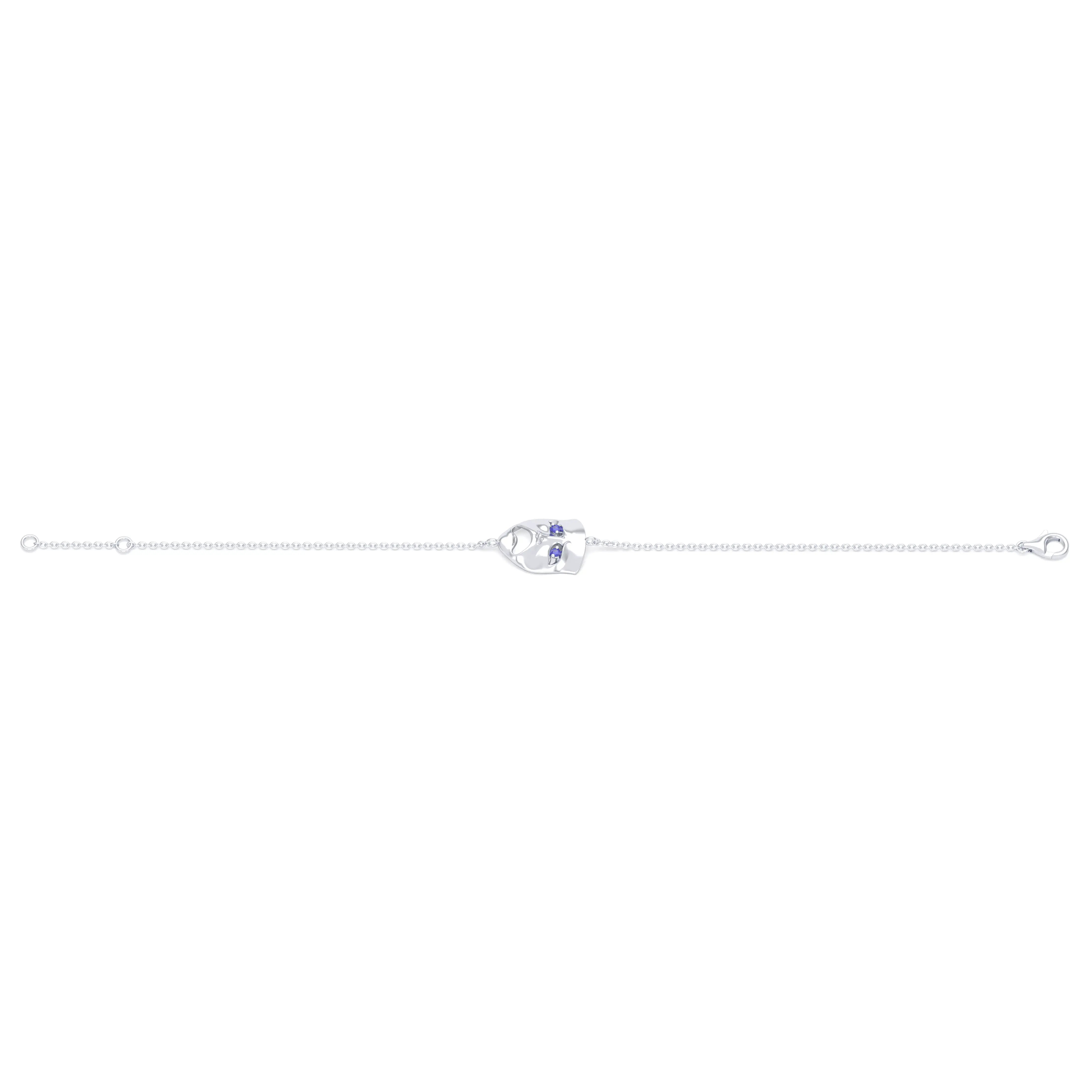 Bracelet Mélancolie en or blanc 18 carats, masque théâtre triste