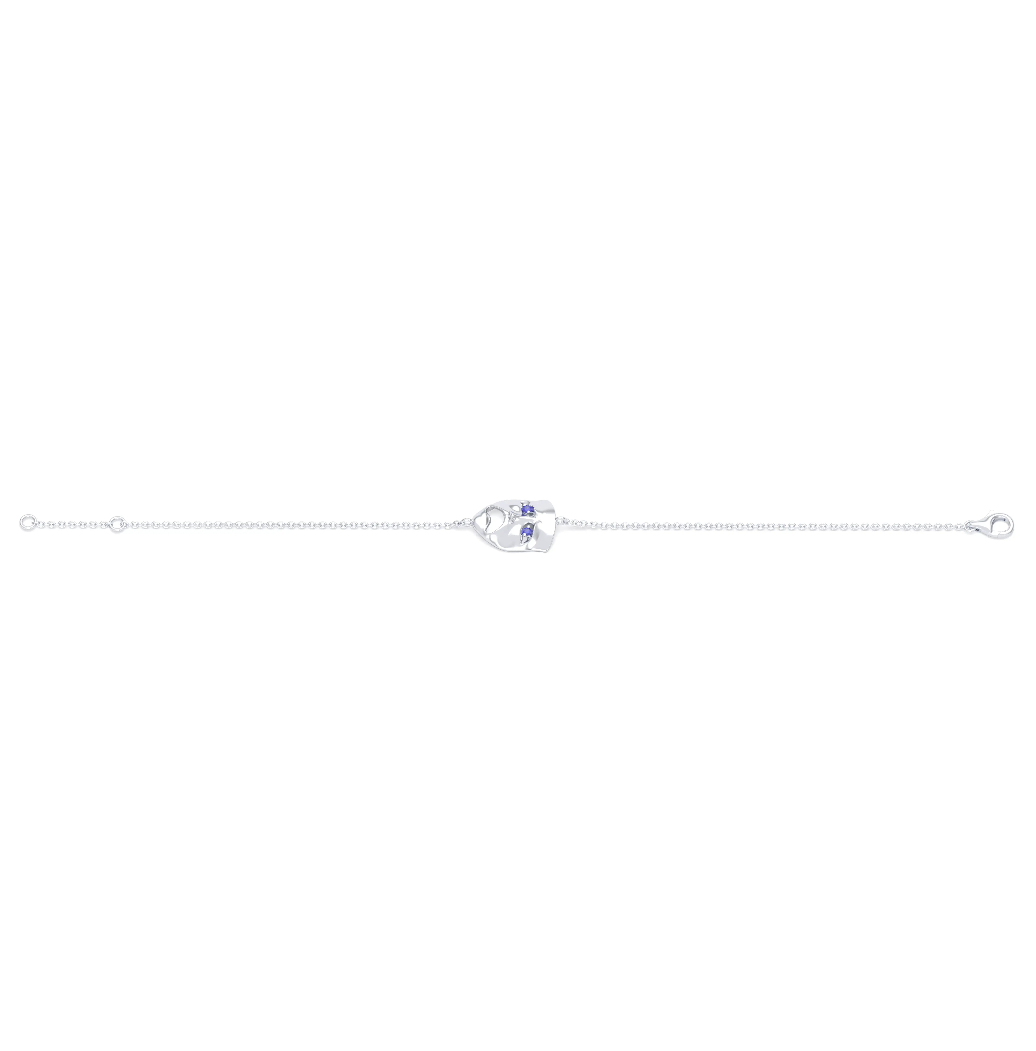 Bracelet Mélancolie en or blanc 18 carats, masque théâtre triste