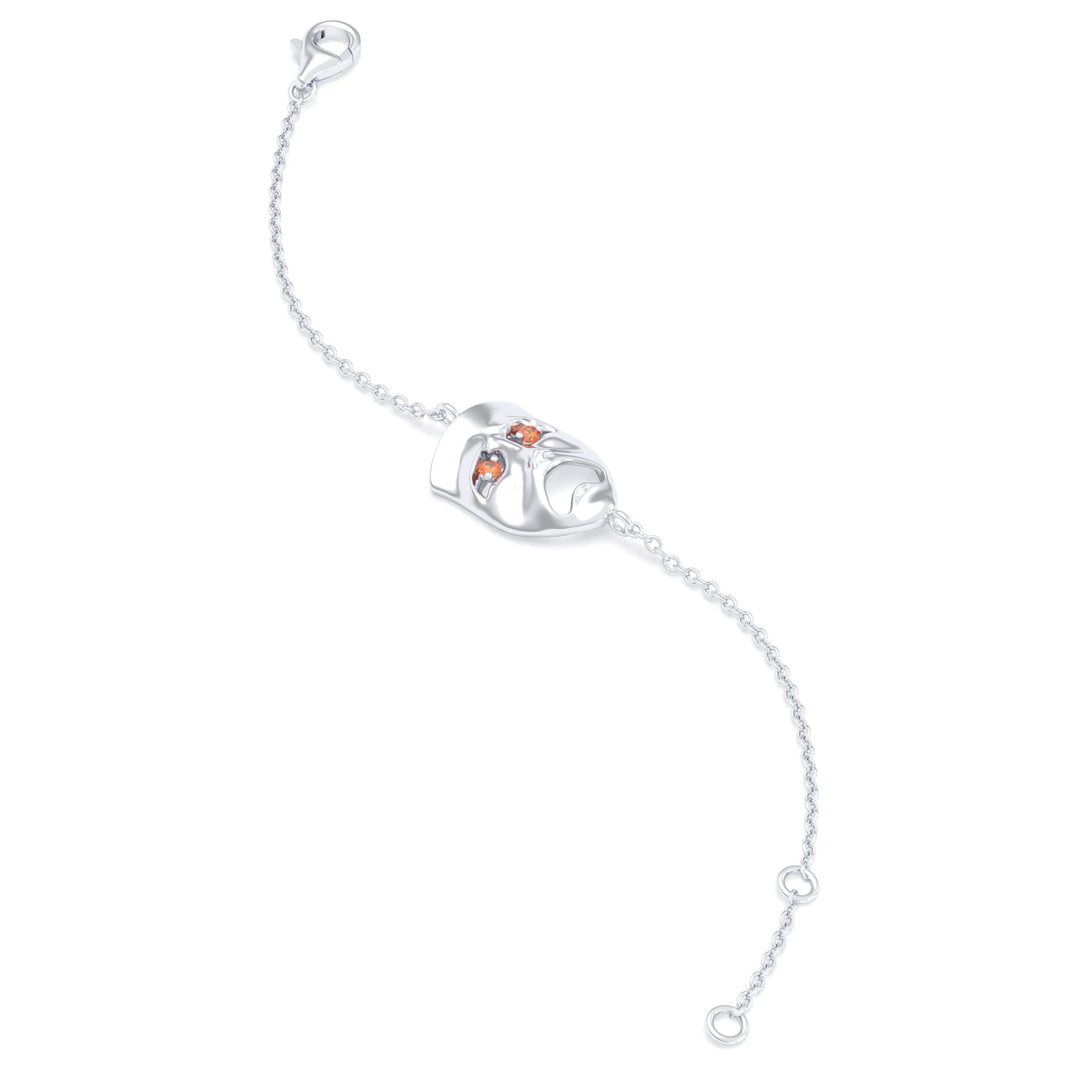 Bracelet Mélancolie en or blanc 18 carats, masque théâtre triste