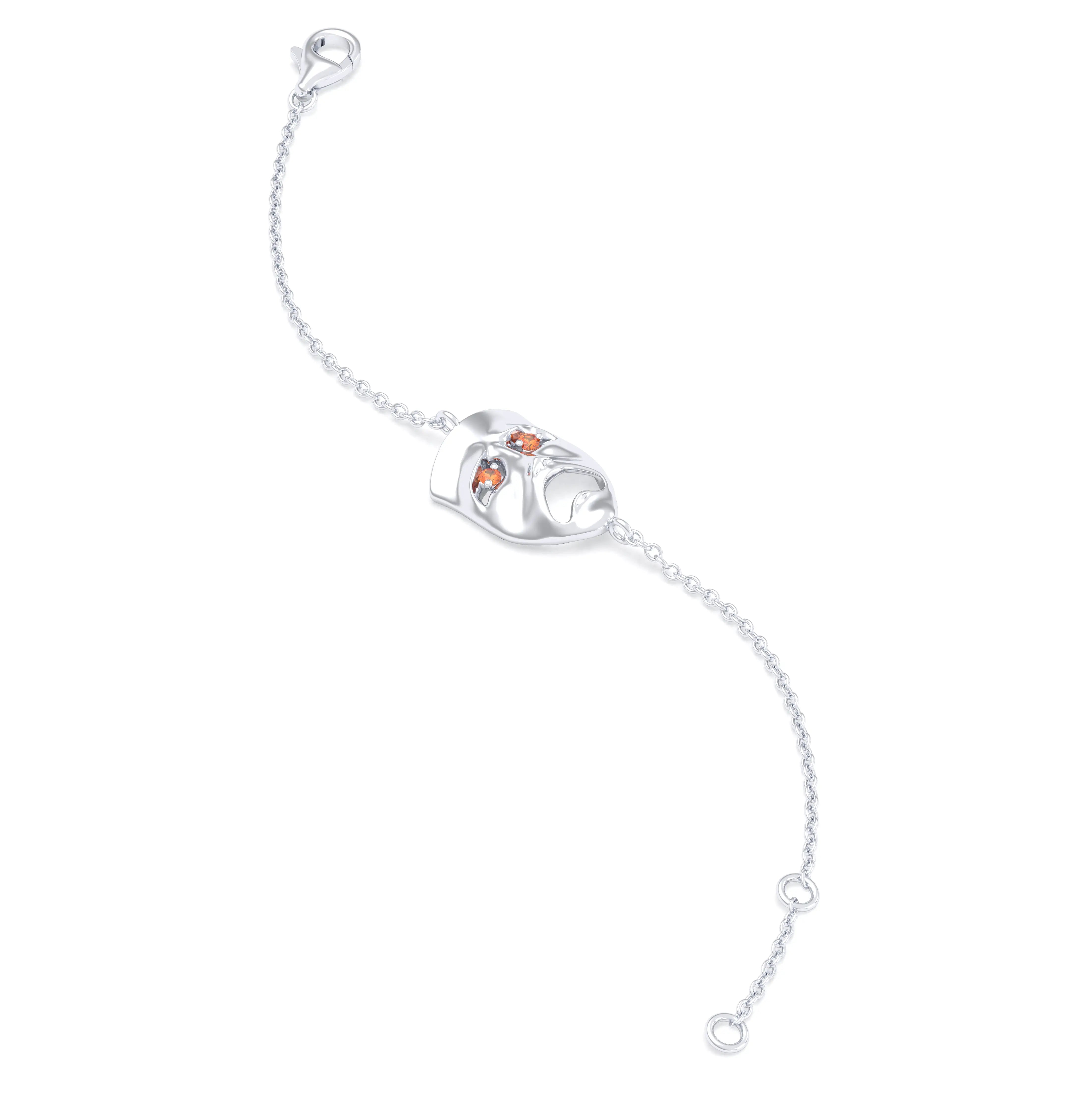 Bracelet Mélancolie en or blanc 18 carats, masque théâtre triste