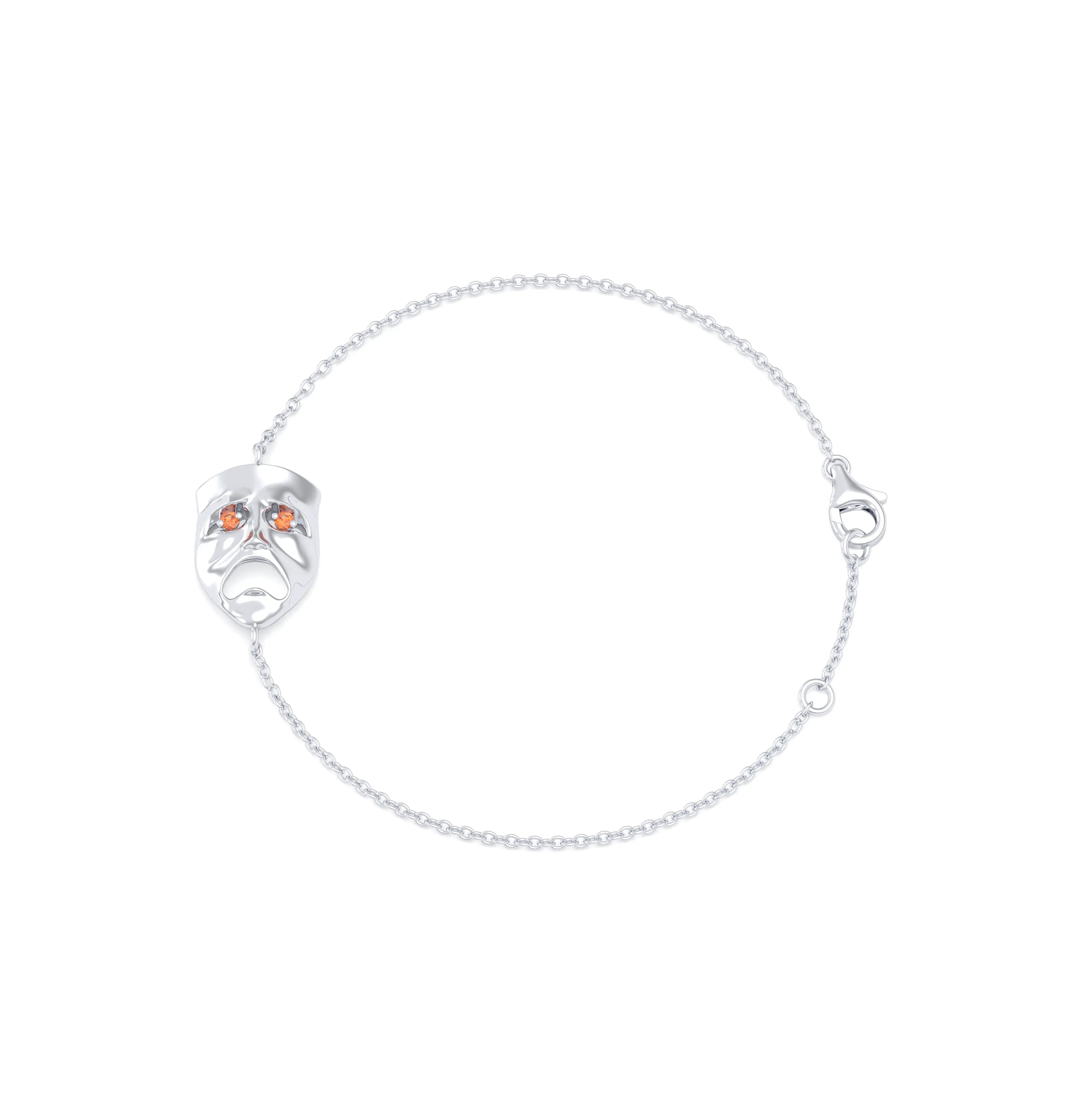 Bracelet Mélancolie en or blanc 18 carats, masque théâtre triste