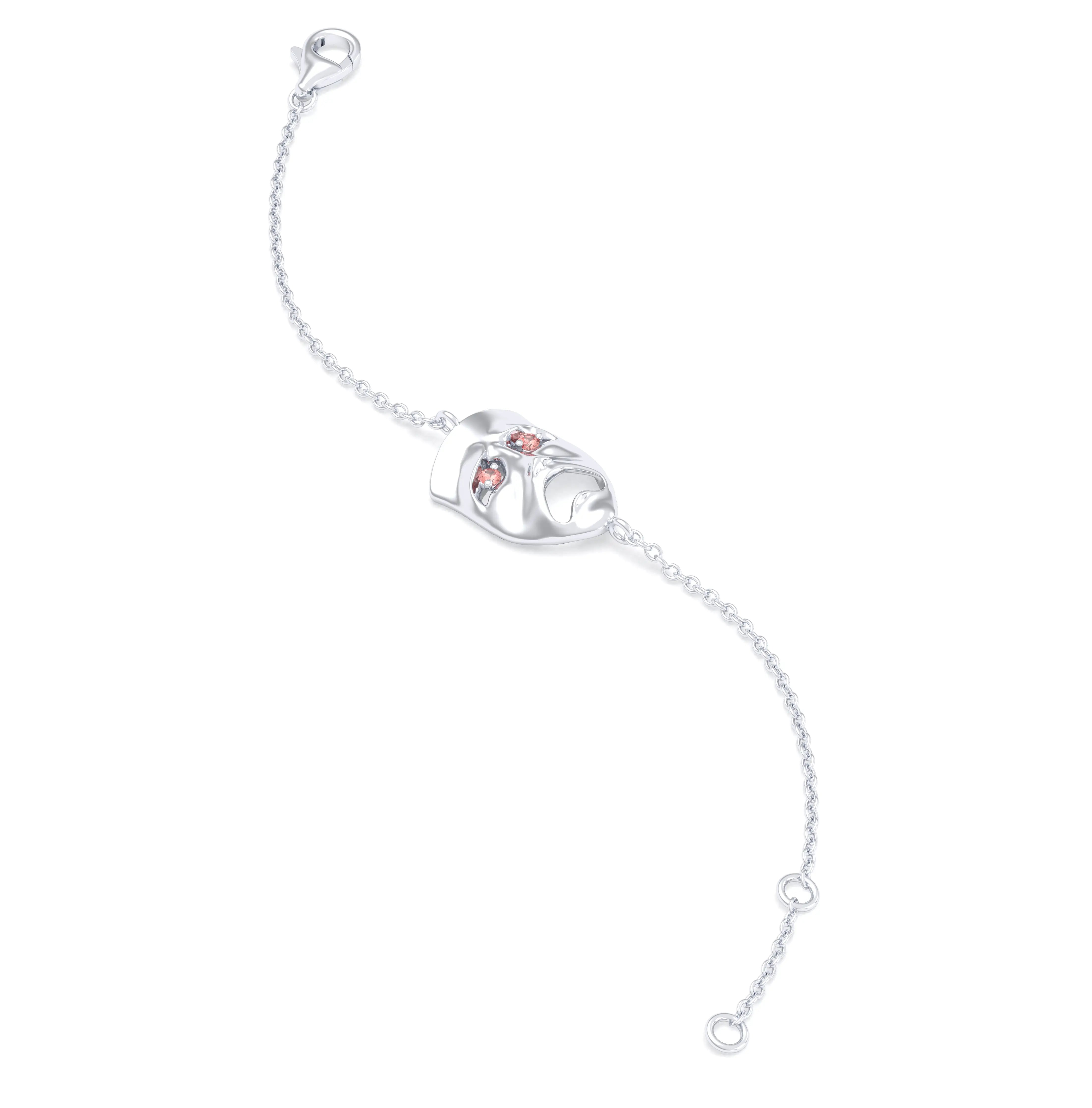 Bracelet Mélancolie en or blanc 18 carats, masque théâtre triste