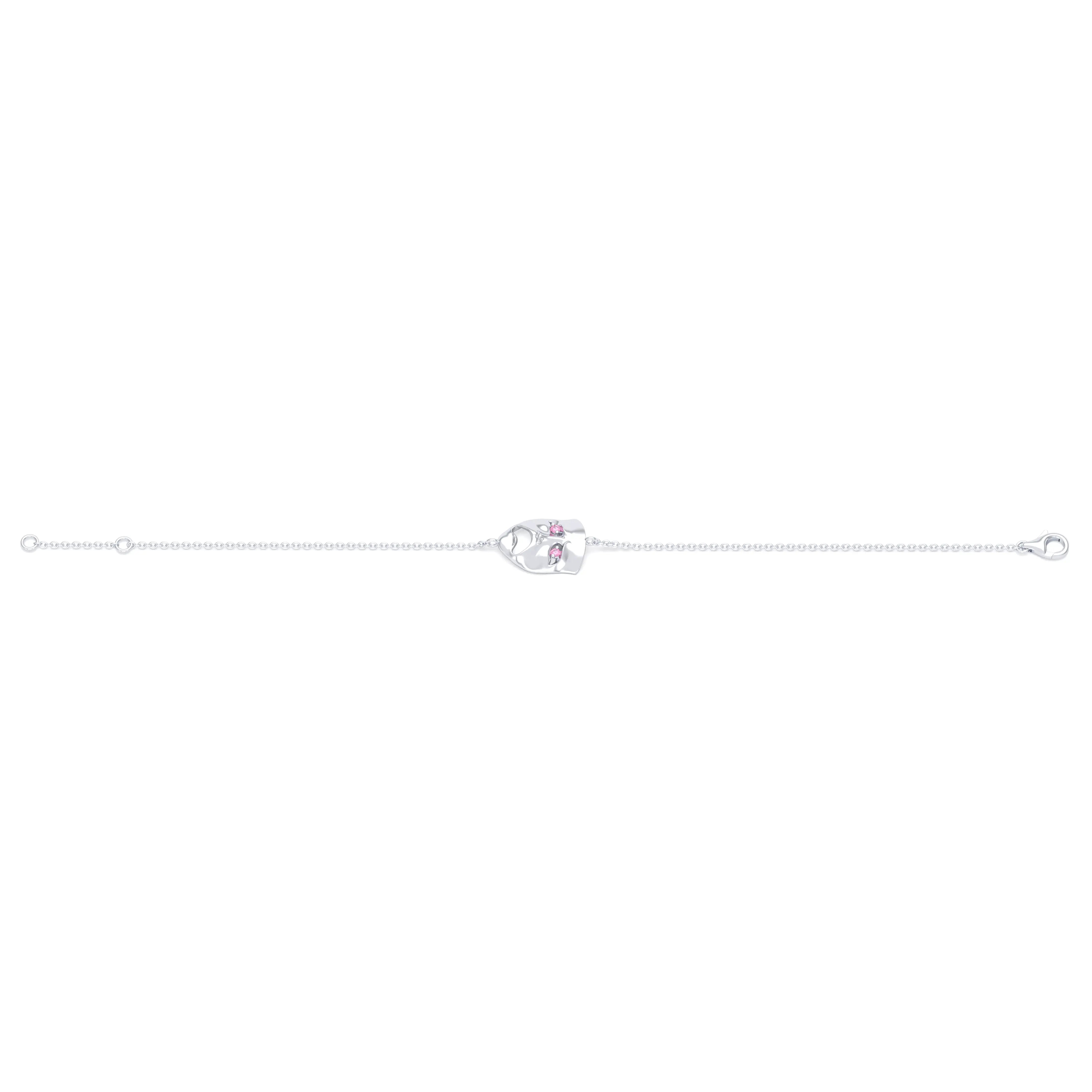 Bracelet Mélancolie en or blanc 18 carats, masque théâtre triste