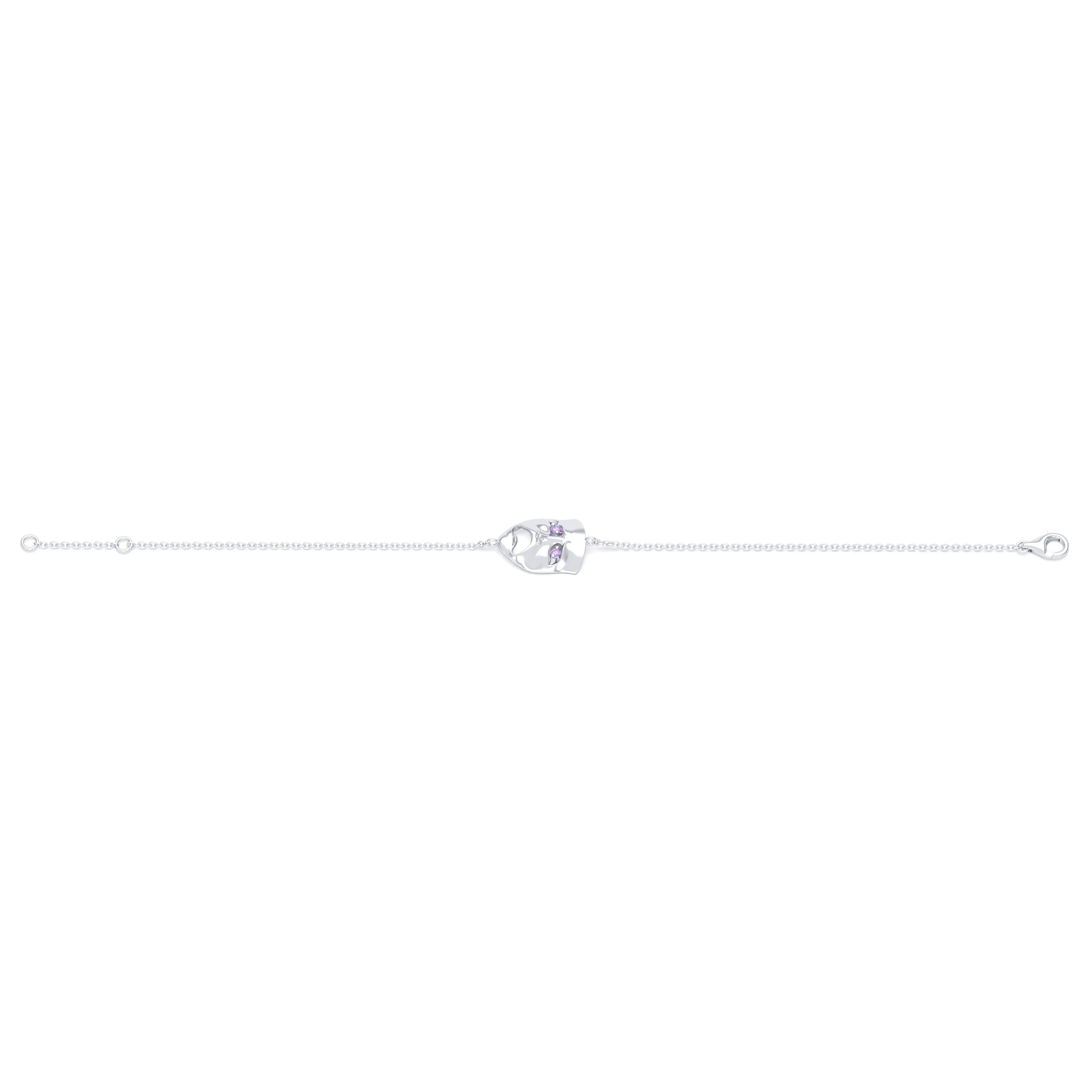 Bracelet Mélancolie en or blanc 18 carats, masque théâtre triste