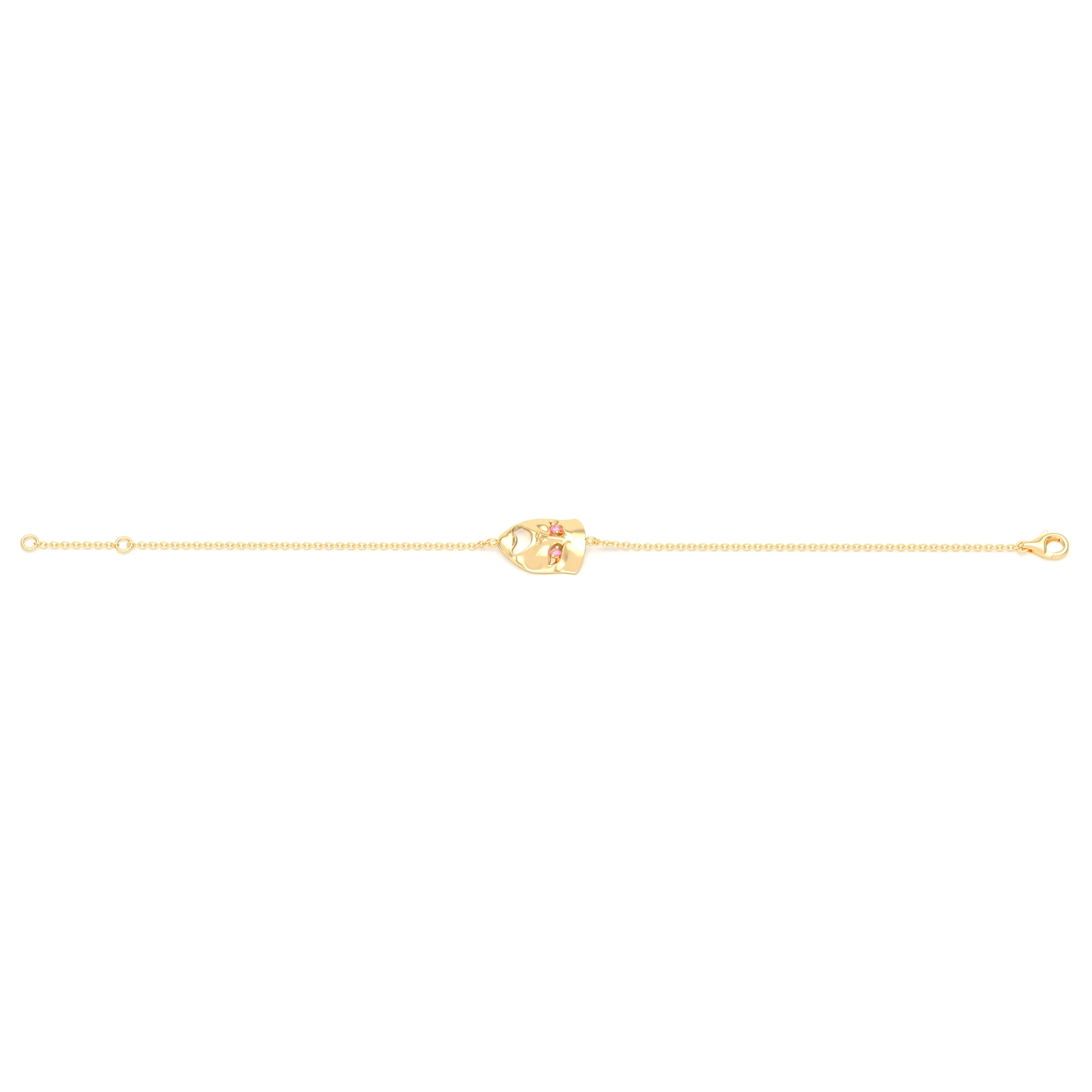Bracelet Mélancolie en or jaune 18 carats, masque théâtre triste