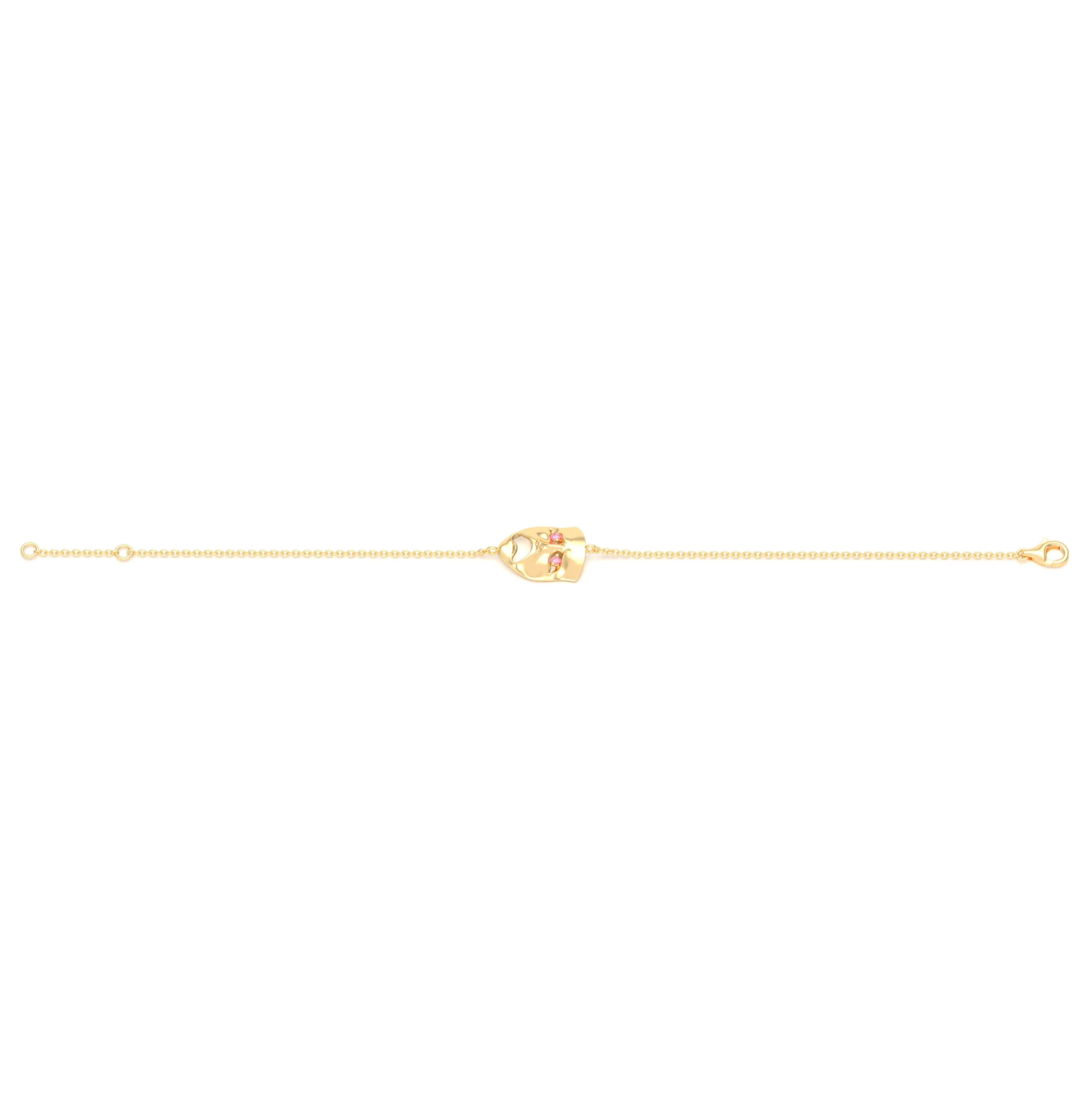 Bracelet Mélancolie en or jaune 18 carats, masque théâtre triste