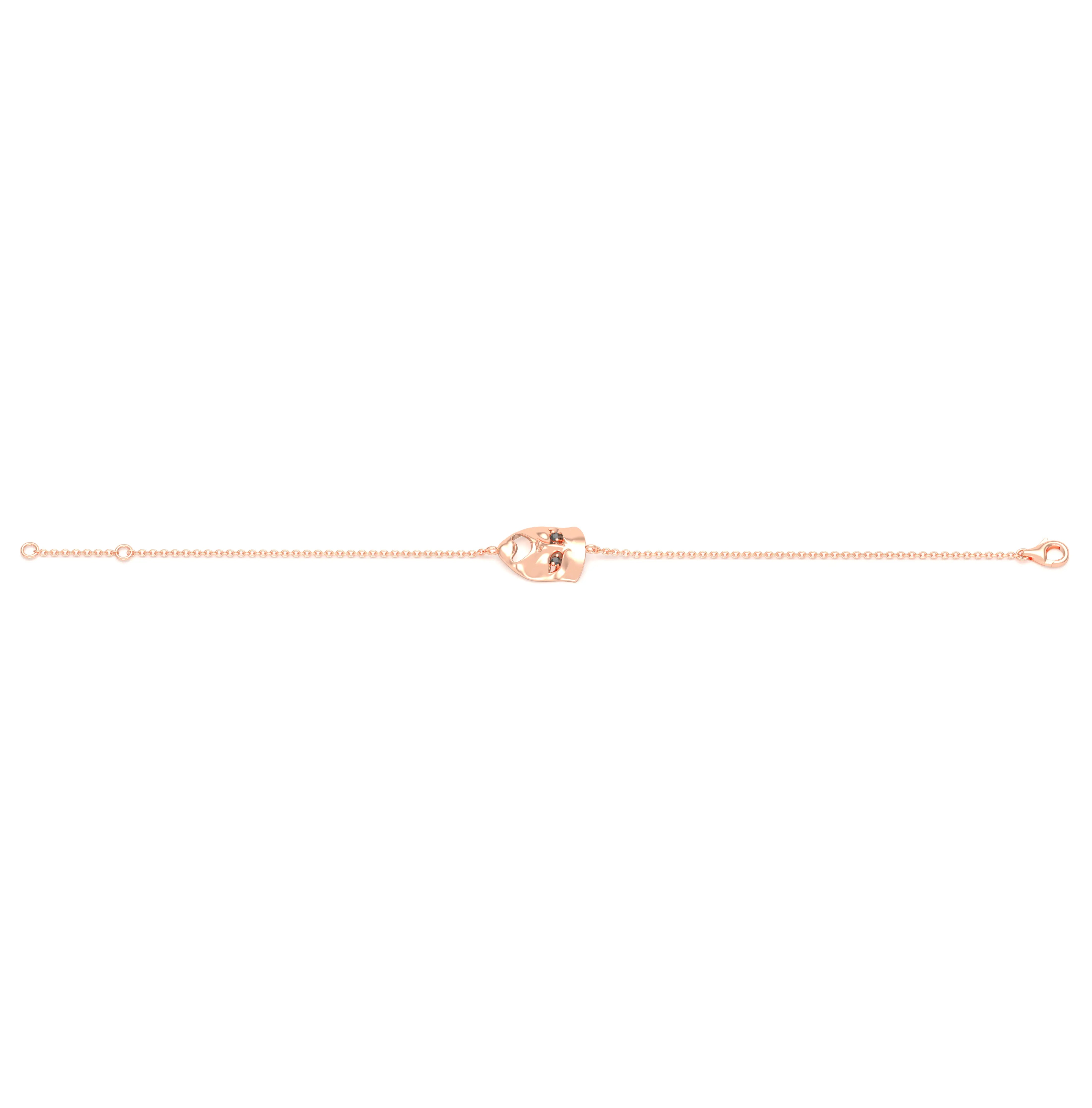 Bracelet Mélancolie en or rose 18 carats, masque théâtre triste