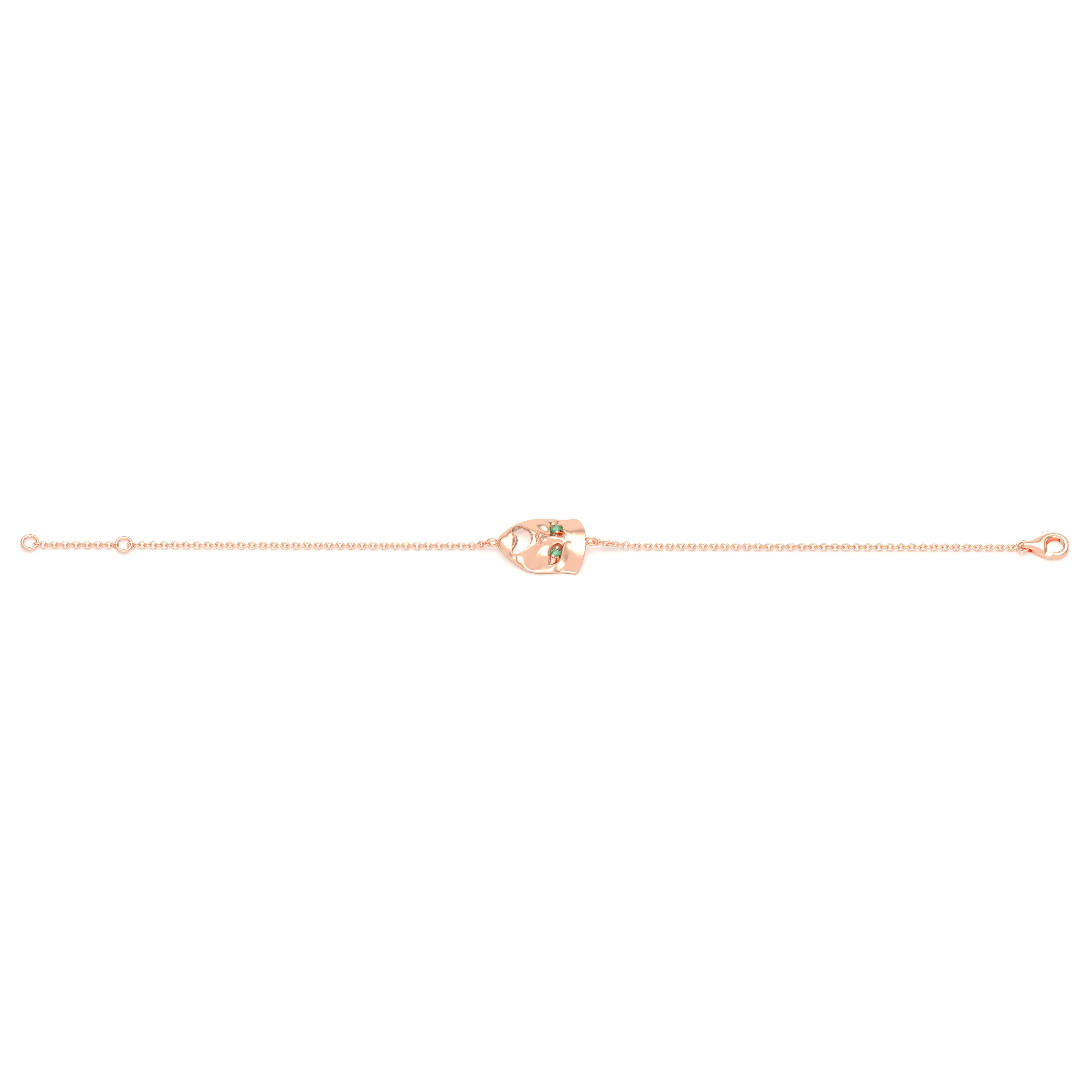 Bracelet Mélancolie en or rose 18 carats, masque théâtre triste
