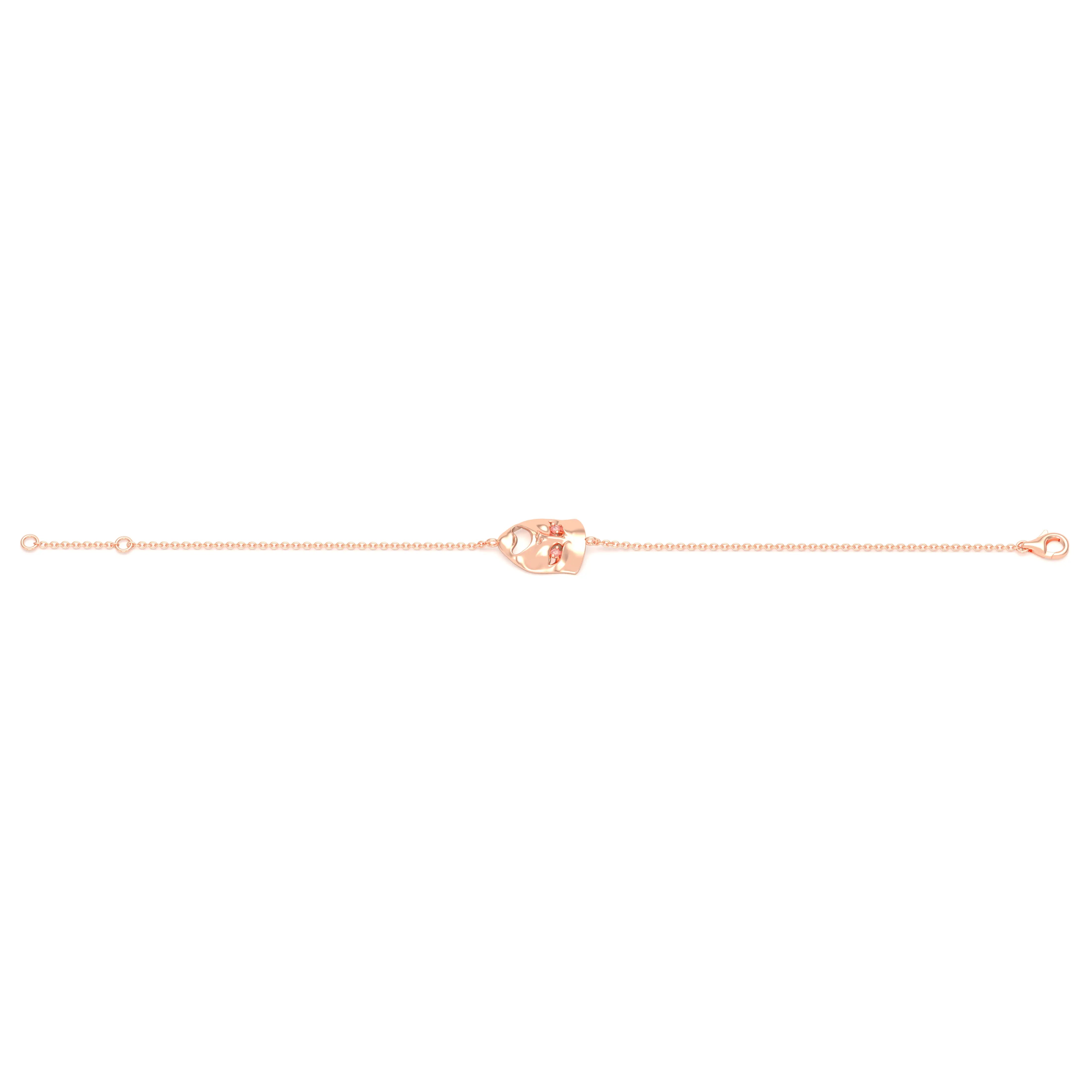 Bracelet Mélancolie en or rose 18 carats, masque théâtre triste