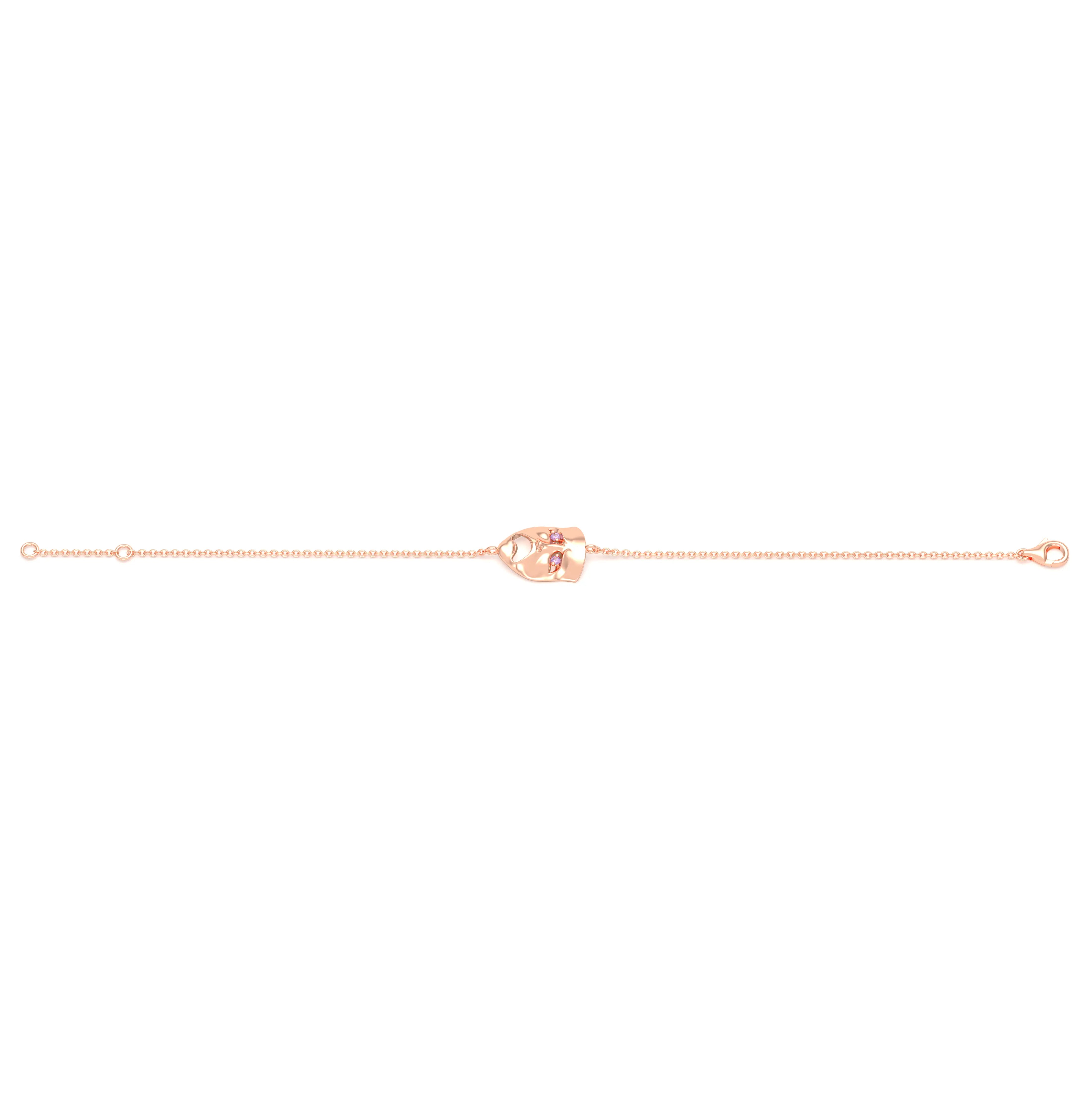 Bracelet Mélancolie en or rose 18 carats, masque théâtre triste