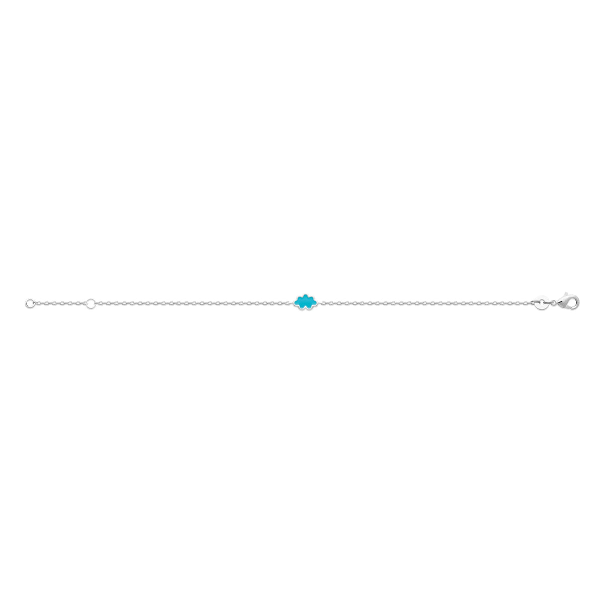 Bracelet nuage bleu ciel enfant en argent 925 rhodié, 16 cm