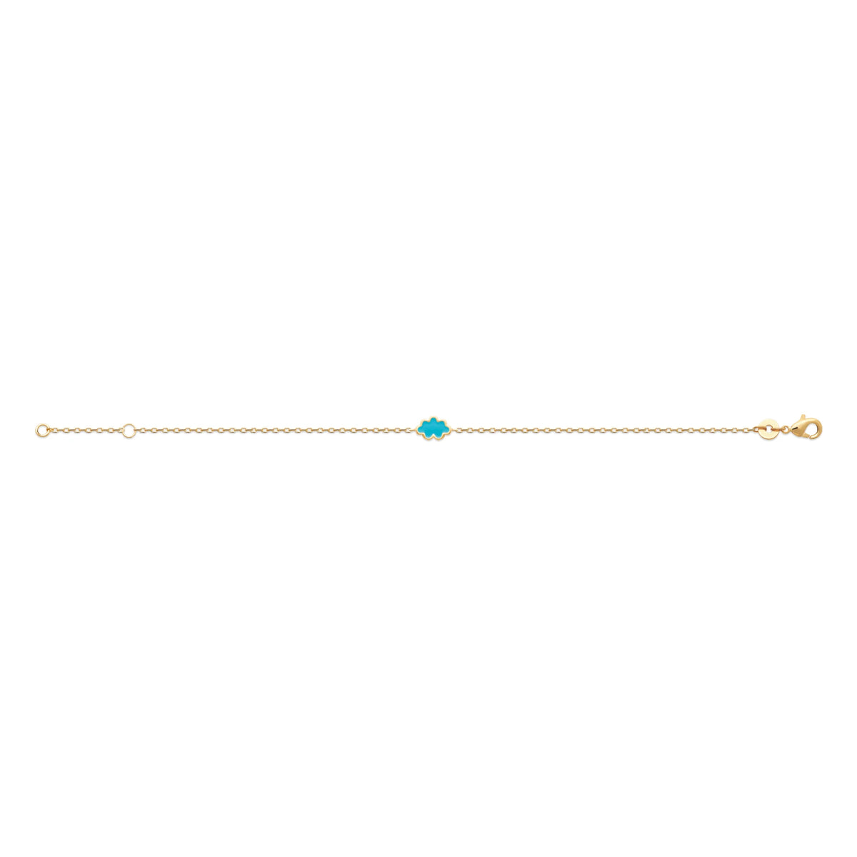 Bracelet nuage bleu ciel enfant en plaqué or, 16 cm