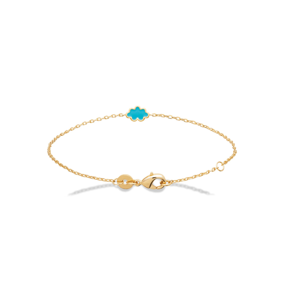 Bracelet nuage bleu ciel enfant en plaqué or, 16 cm