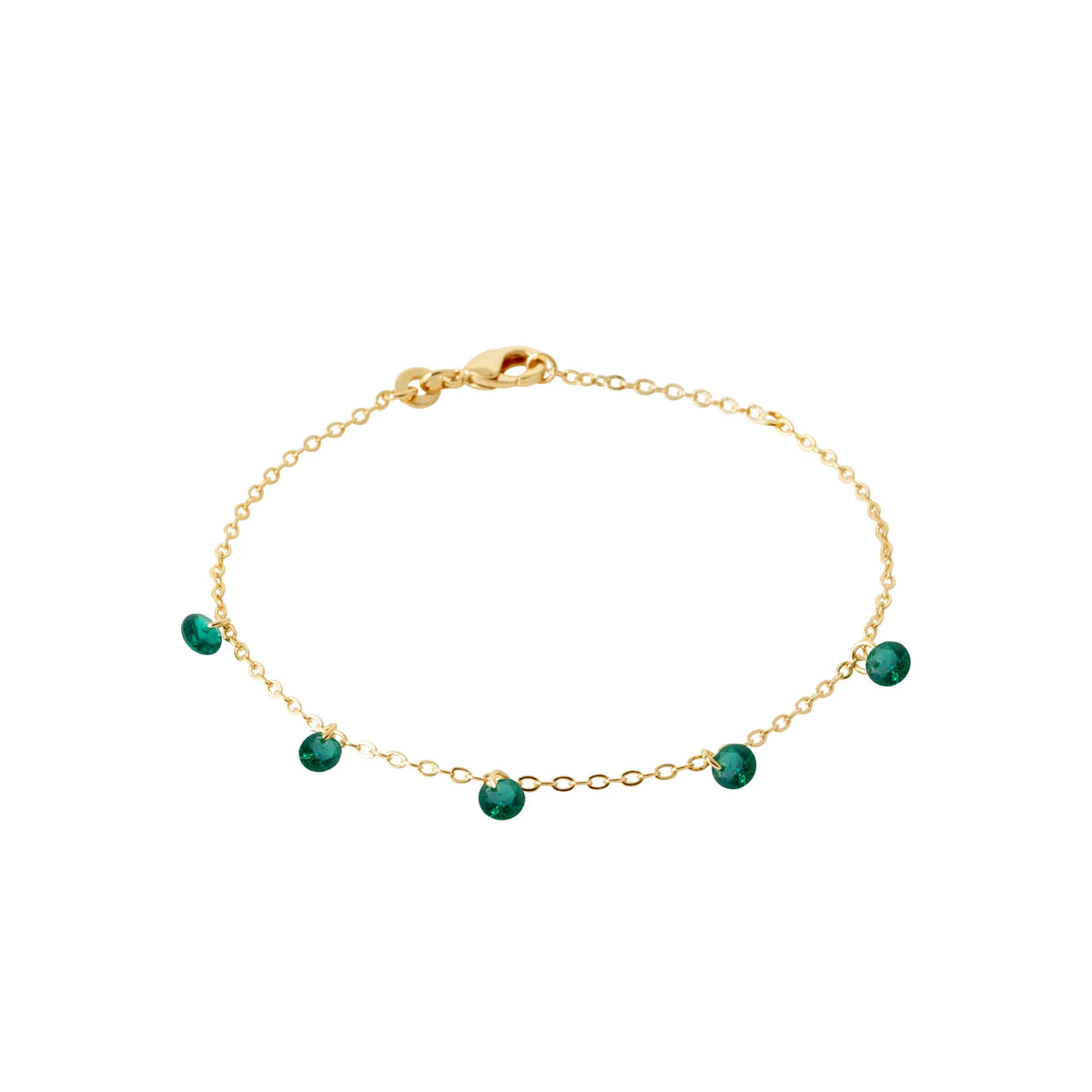 Bracelet pampilles vertes en plaqué or