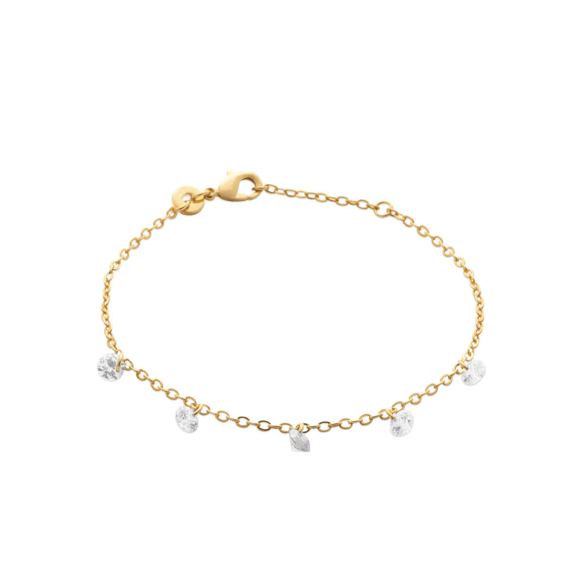 Bracelet pampilles de zircons en plaqué or