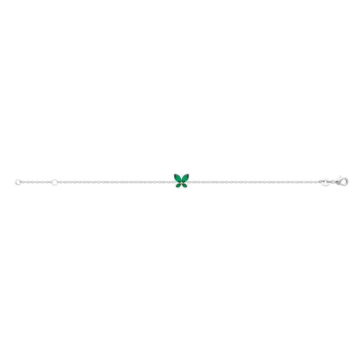 Bracelet papillon vert en argent 925