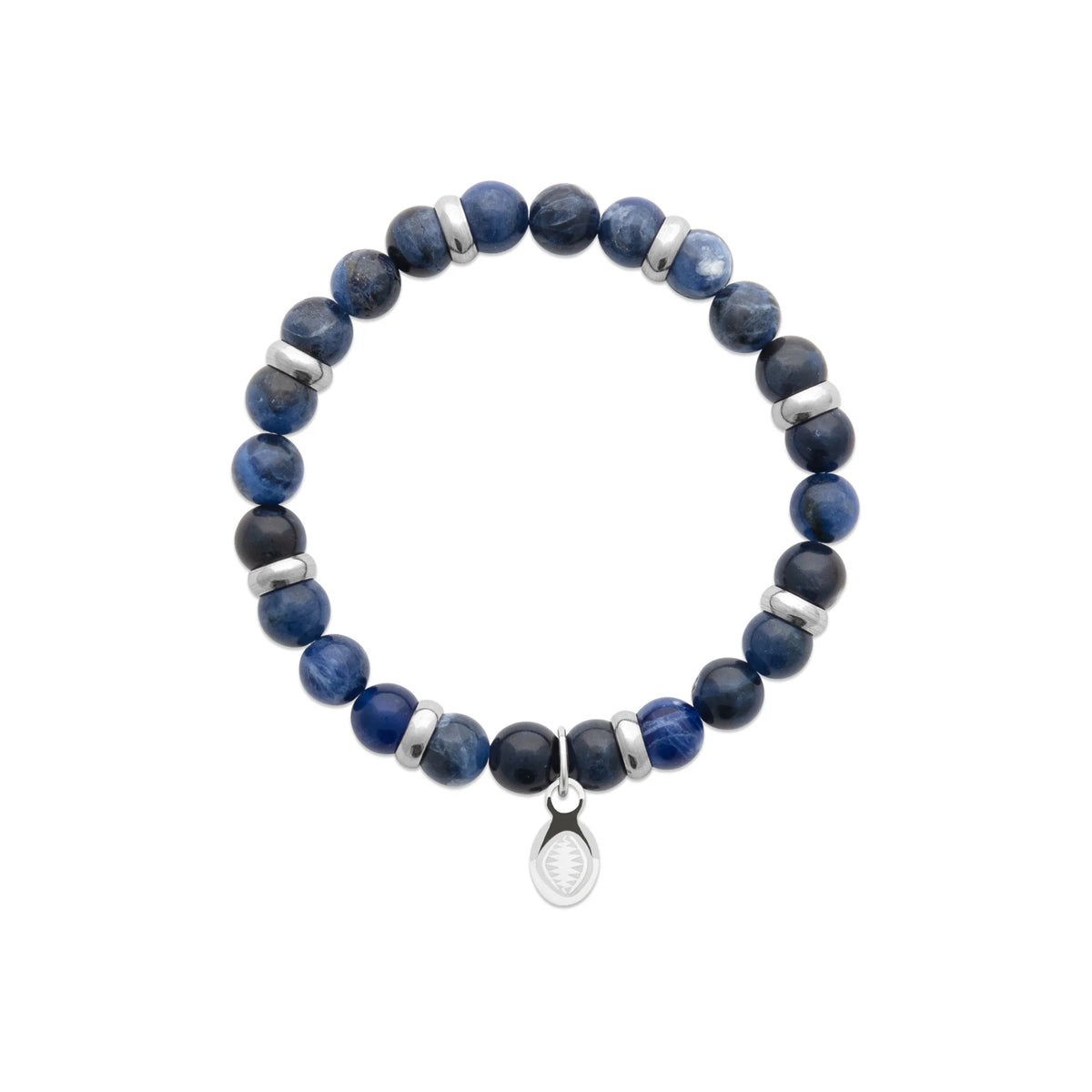 Bracelet perles de jaspe bleu et acier homme