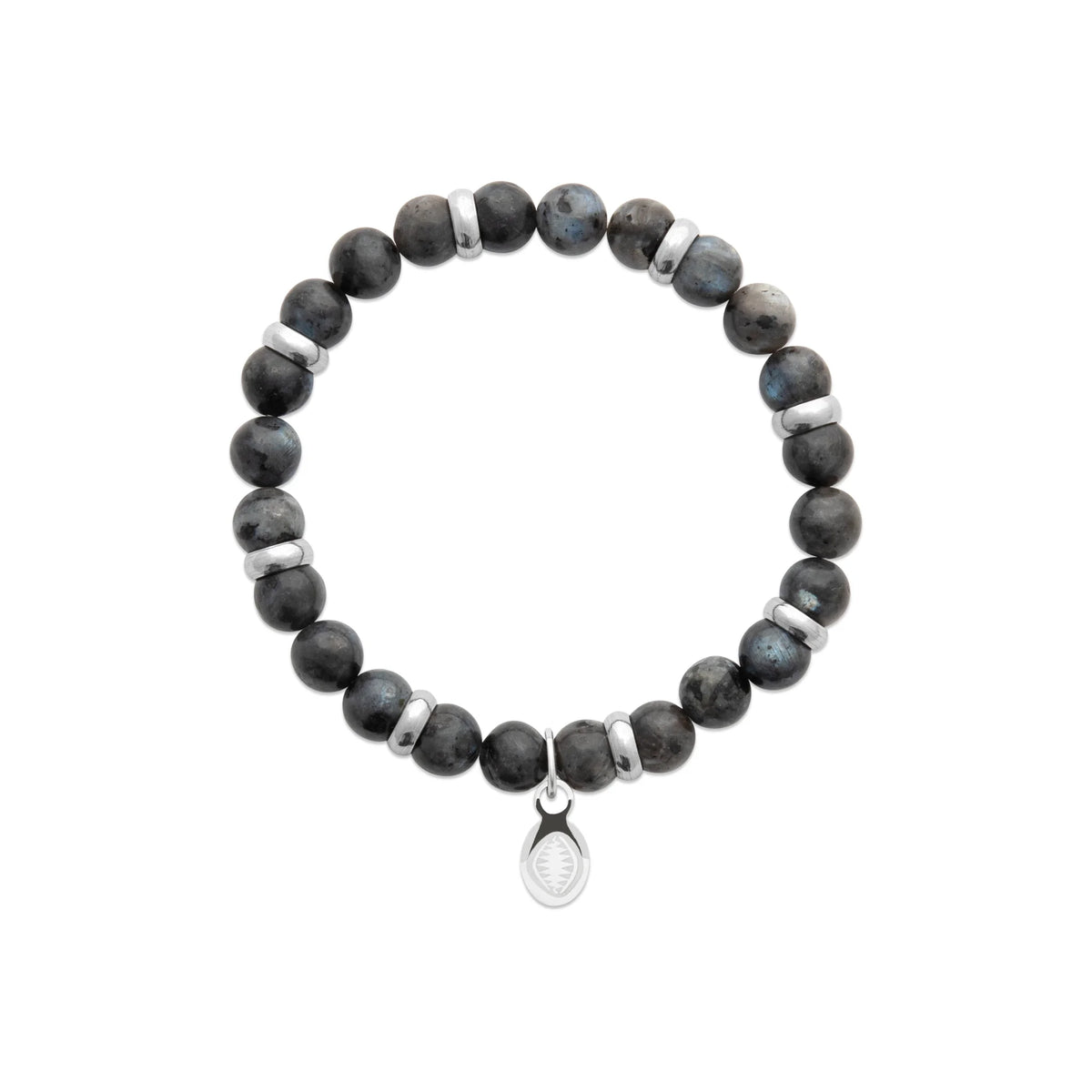 Bracelet perles de labradorite et acier homme