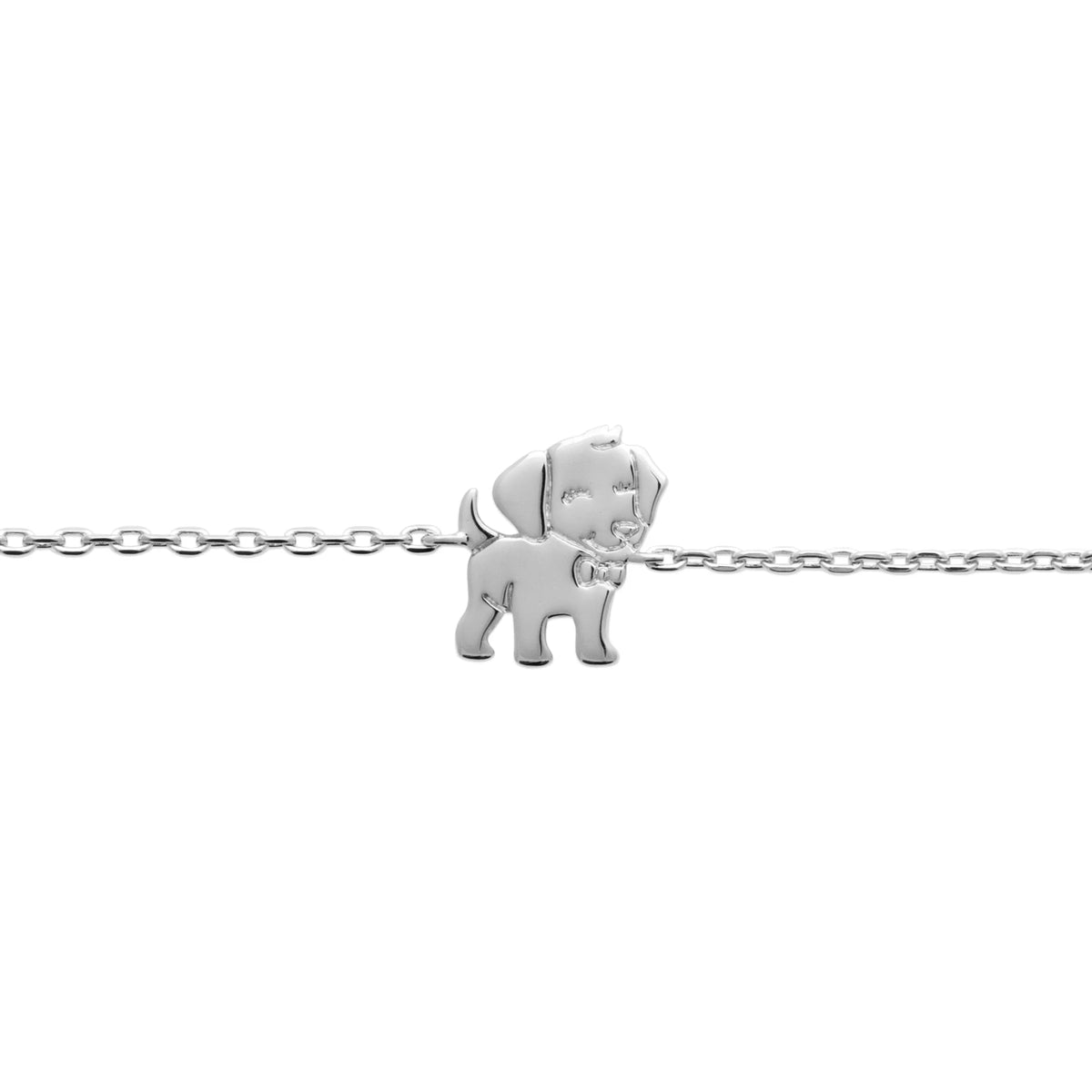 Bracelet petit chien enfant en argent 925 rhodié, 15 cm