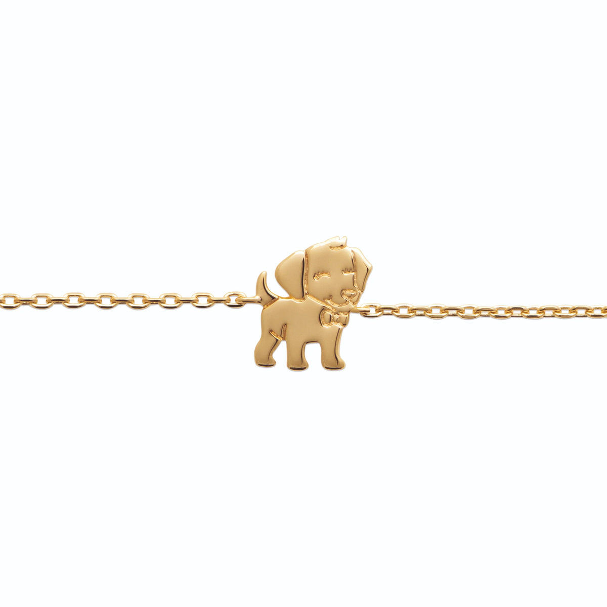 Bracelet petit chien enfant en plaqué or, 15 cm
