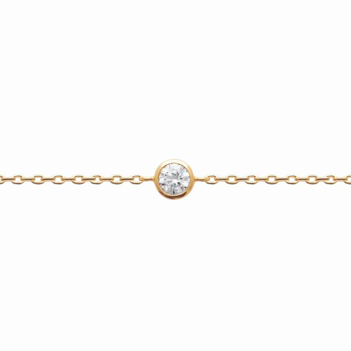 Bracelet petit rond de zircon serti clos en plaqué or