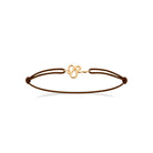 bracelet plaqué or motif serpent et cordon marron