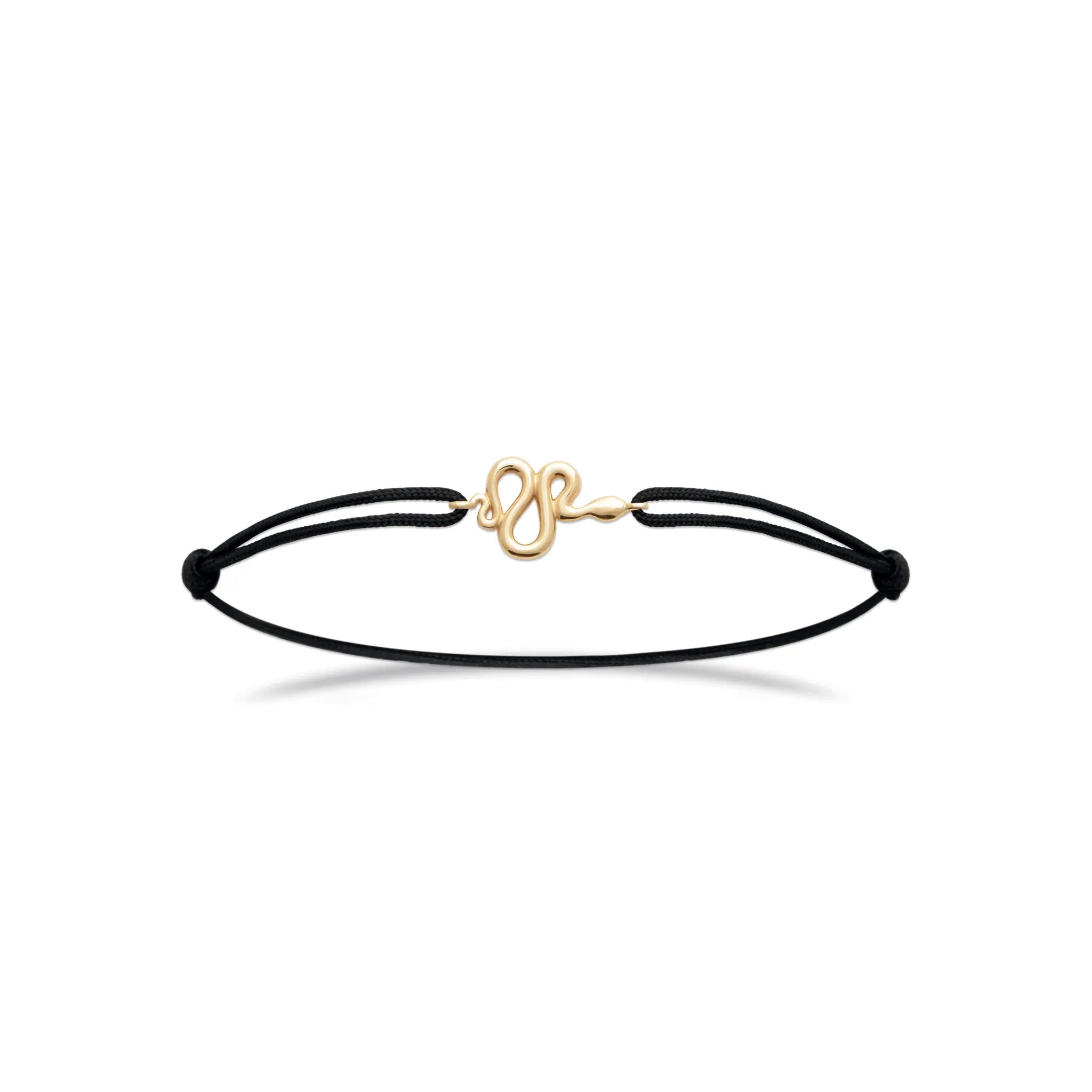 bracelet plaqué or motif serpent et cordon noir