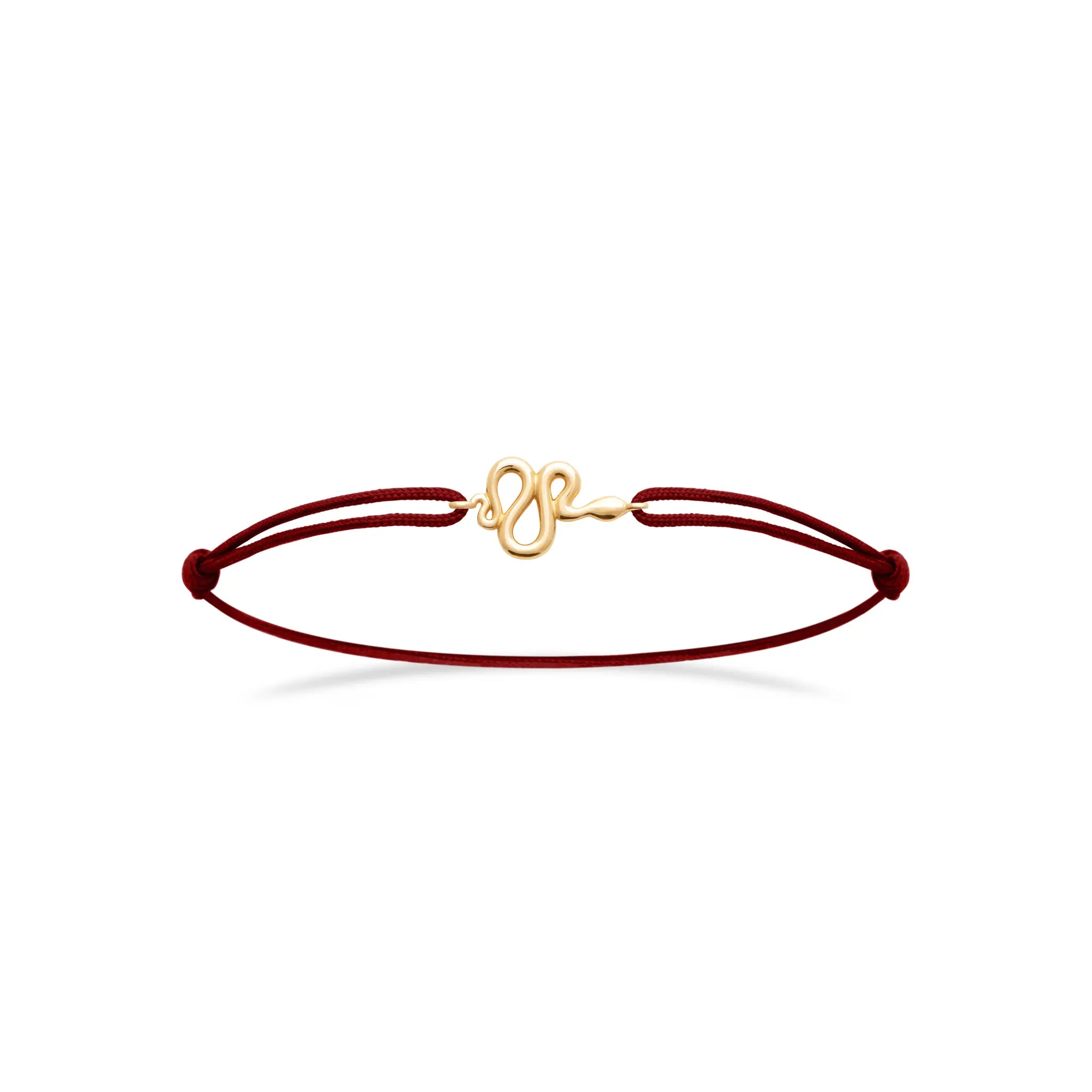 bracelet plaqué or motif serpent et cordon rouge