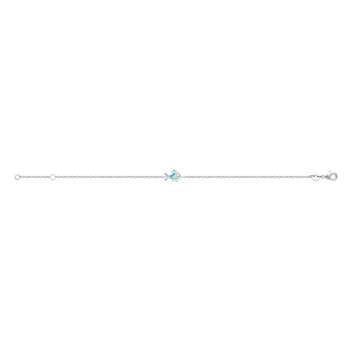 Bracelet poisson bleu enfant en argent 925 rhodié, 16 cm