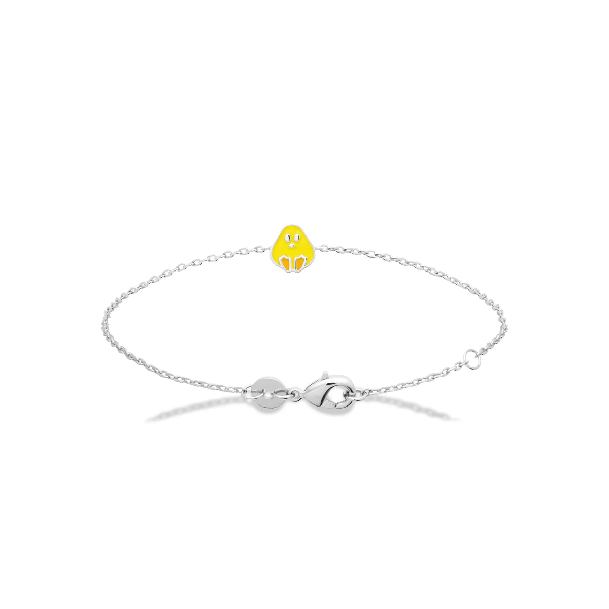 Bracelet poussin jaune enfant en argent 925 rhodié, 16 cm