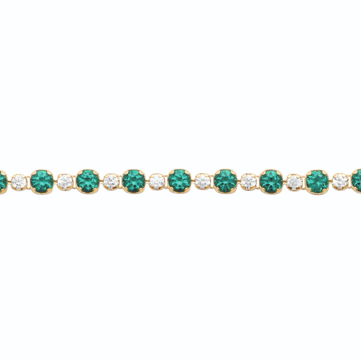 Bracelet rivière de pierres vertes et zircons en plaqué or