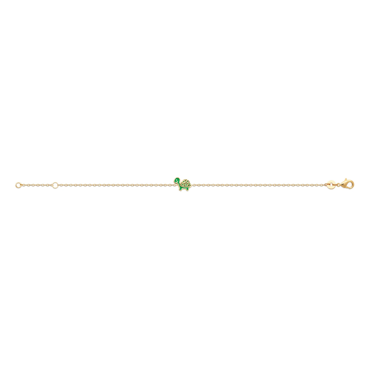 Bracelet tortue verte enfant en plaqué or, 16 cm