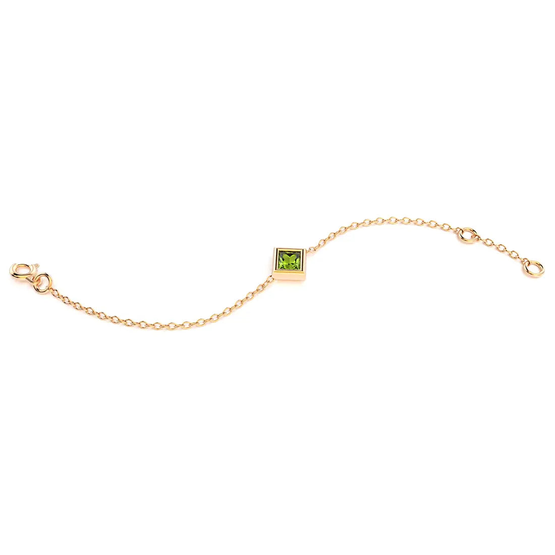 bracelet byzance pour femme forme carré en or rose avec peridot