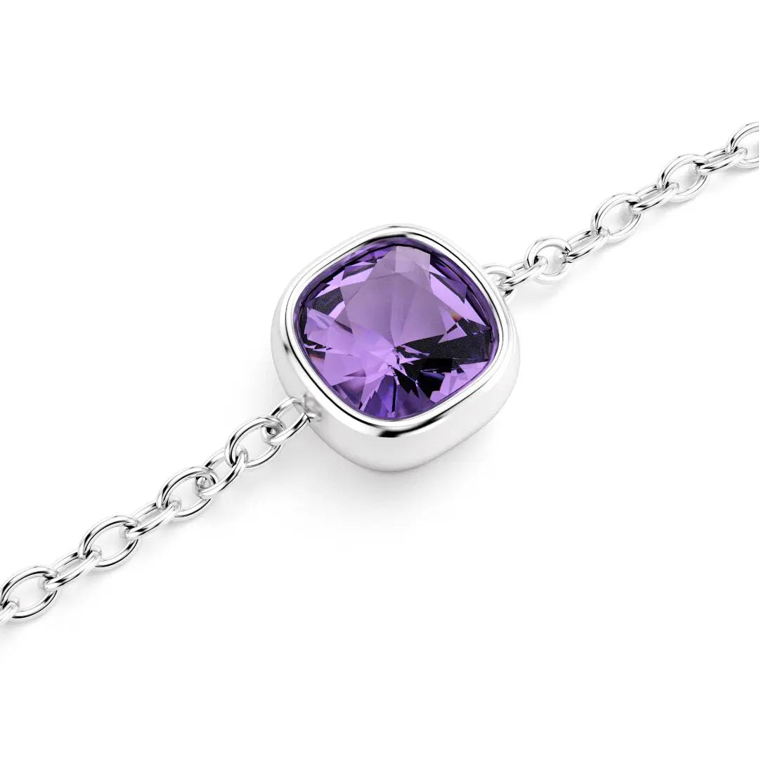 bracelet byzance pour femme forme coussin en argent avec amethyste