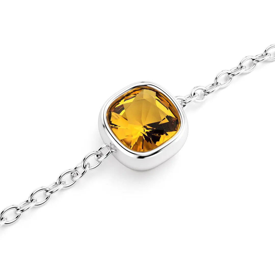 bracelet byzance pour femme forme coussin en argent avec citrine