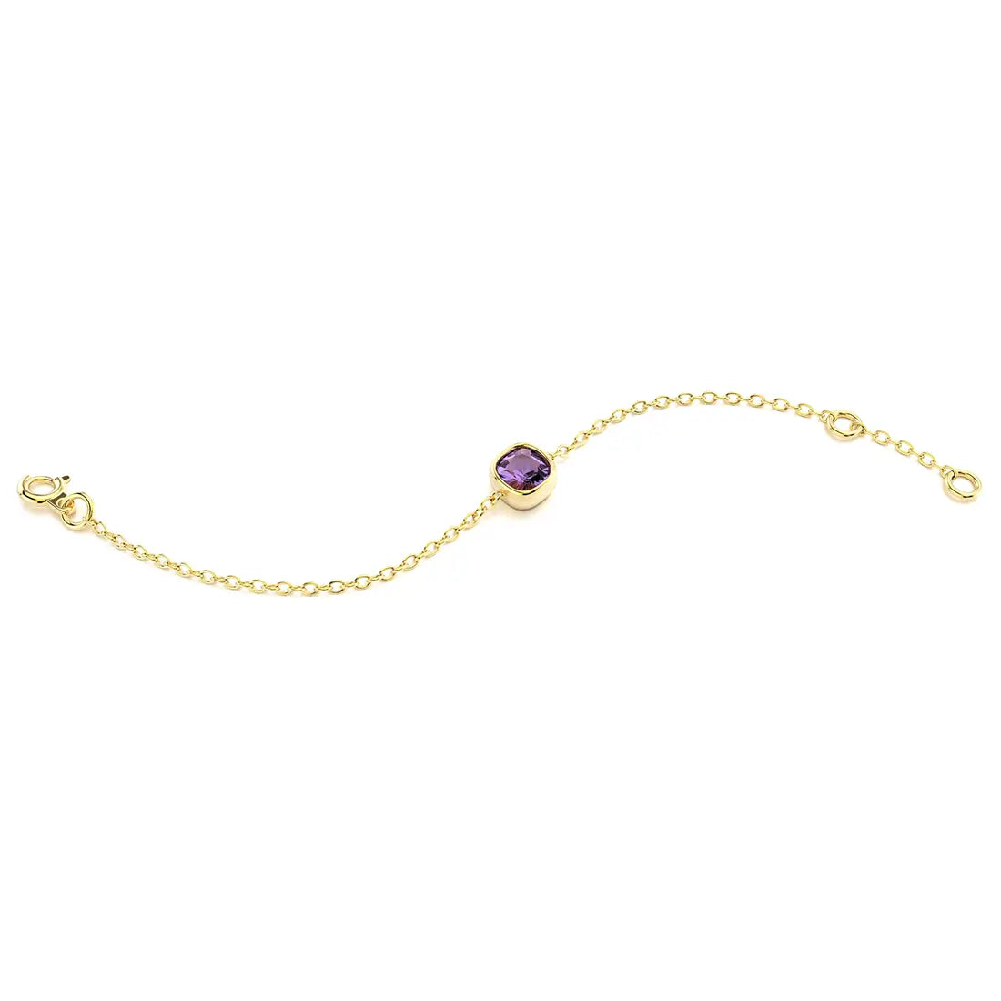 bracelet byzance pour femme forme coussin en or jaune avec amethyste