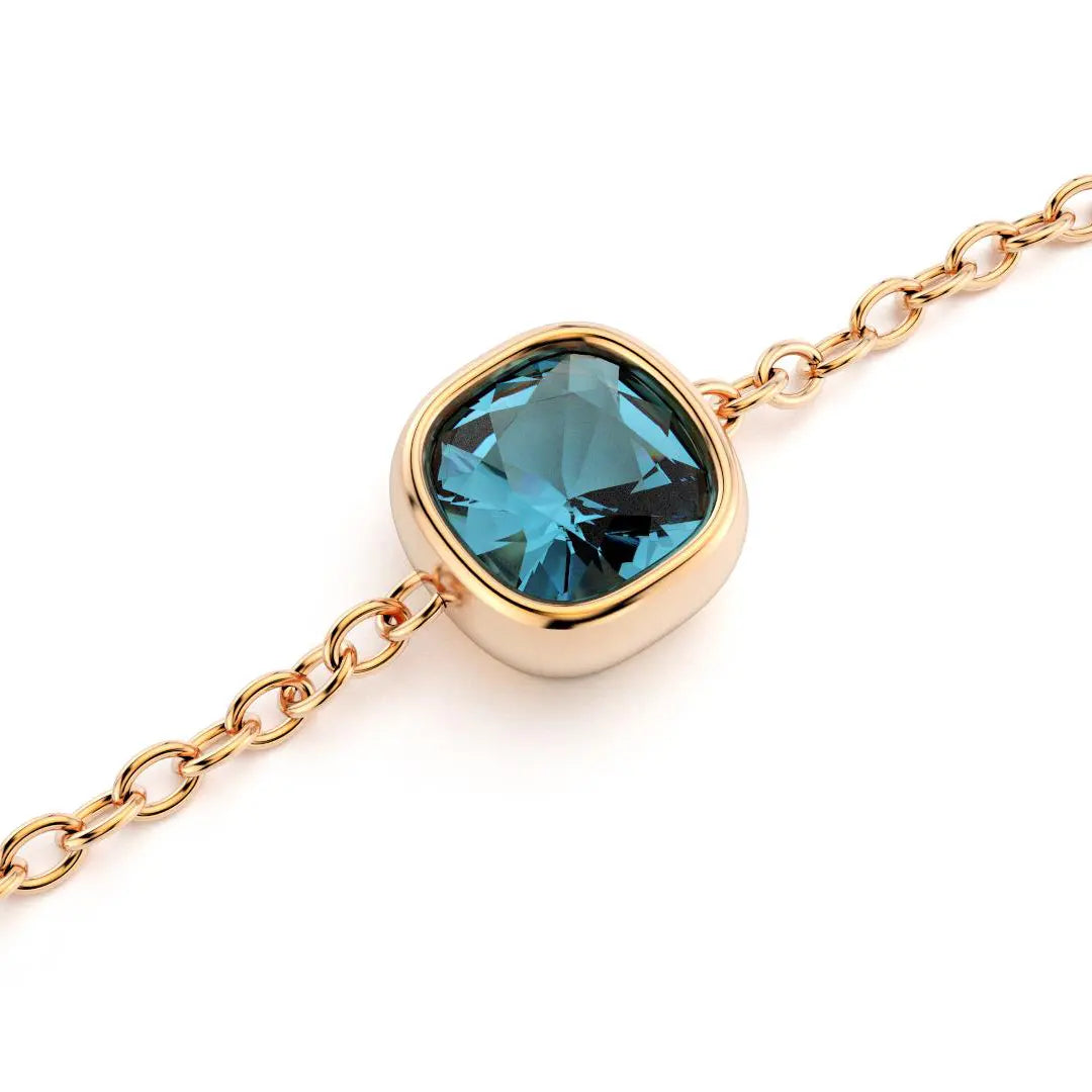 bracelet byzance pour femme forme coussin en or rose avec  topaze