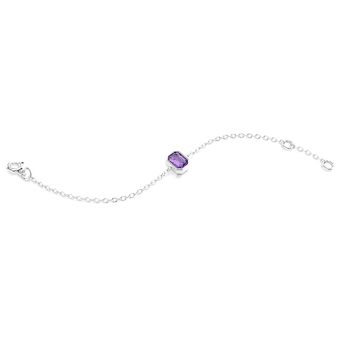 bracelet byzance pour femme forme emeraude en argent avec amethyste