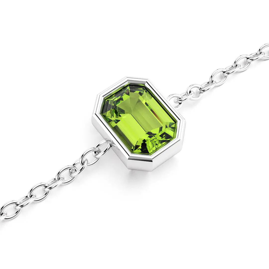 bracelet byzance pour femme forme emeraude en argent avec peridot