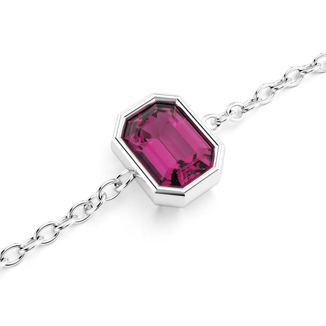 bracelet byzance pour femme forme emeraude en argent avec rhodolite