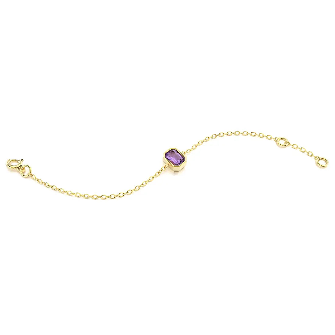 bracelet byzance pour femme forme emeraude en or jaune avec amethyste