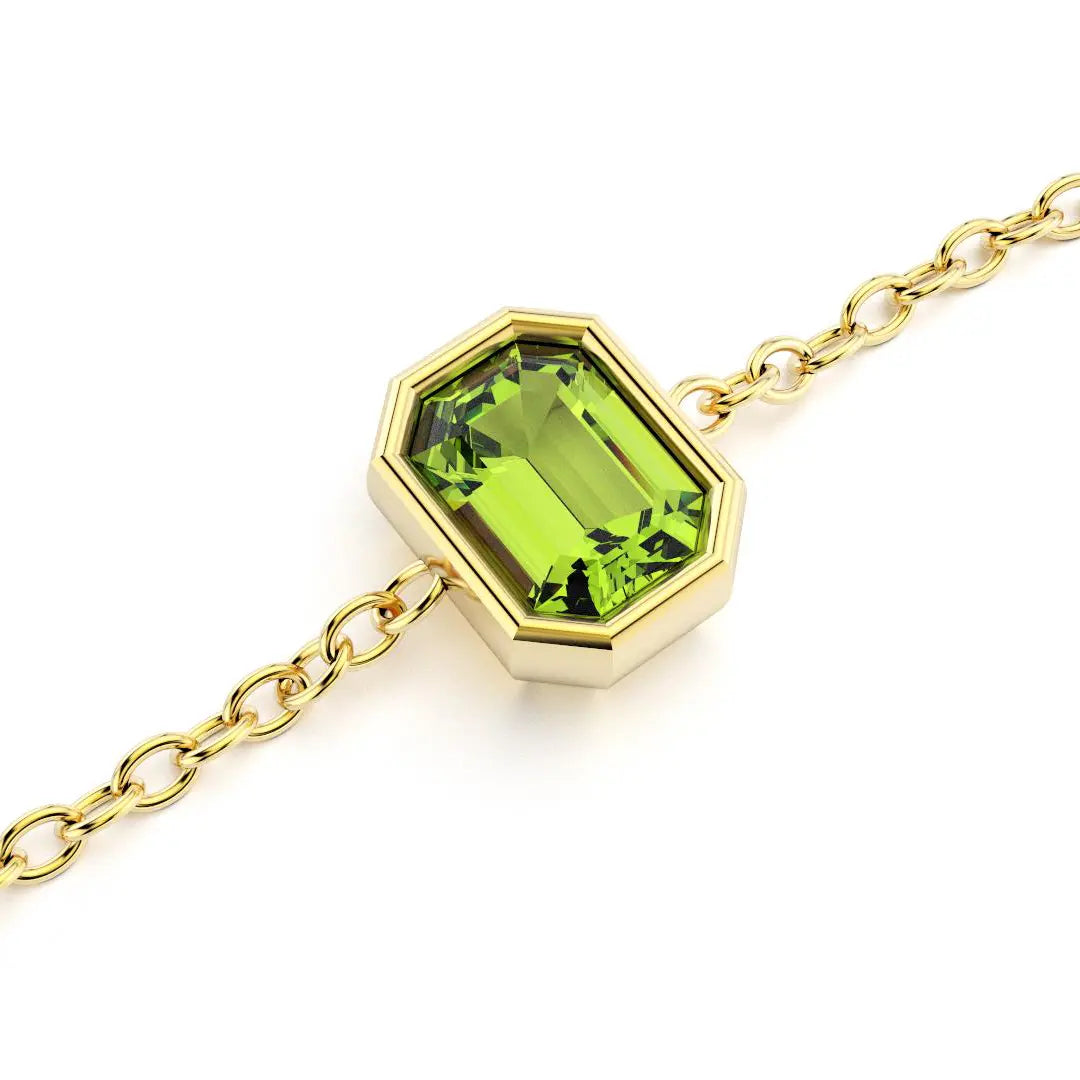 bracelet byzance pour femme forme emeraude en or jaune avec peridot