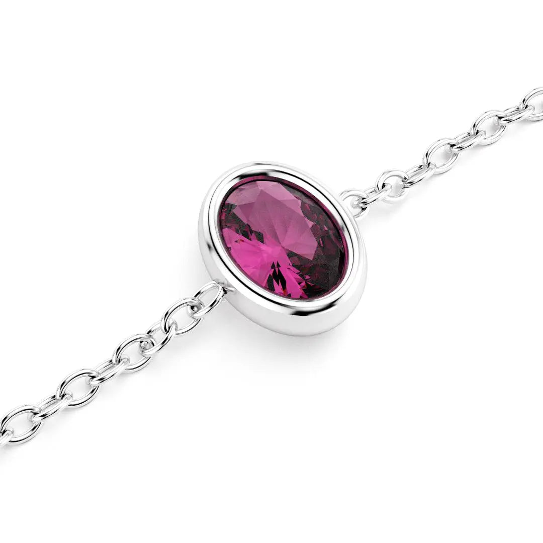 Bracelet Byzance en argent massif avec une rhodolite ovale
